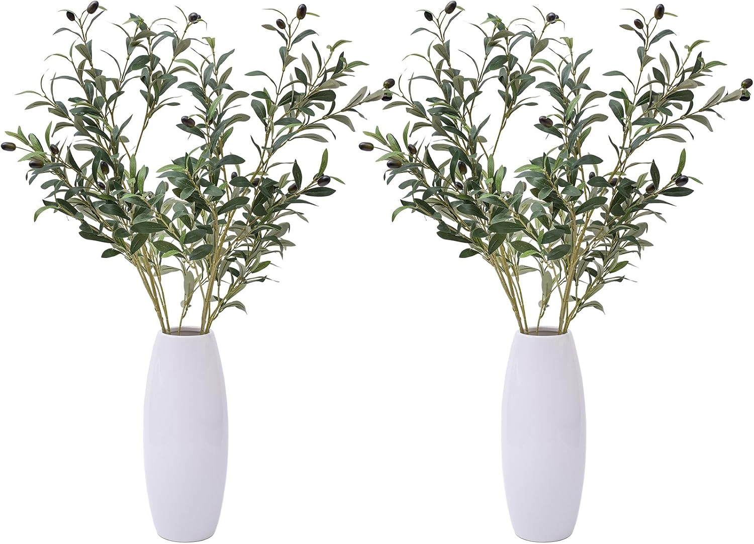 39 Inch Artificial Olive Branches for Vases, Fake Plants Greenery Stems with 222