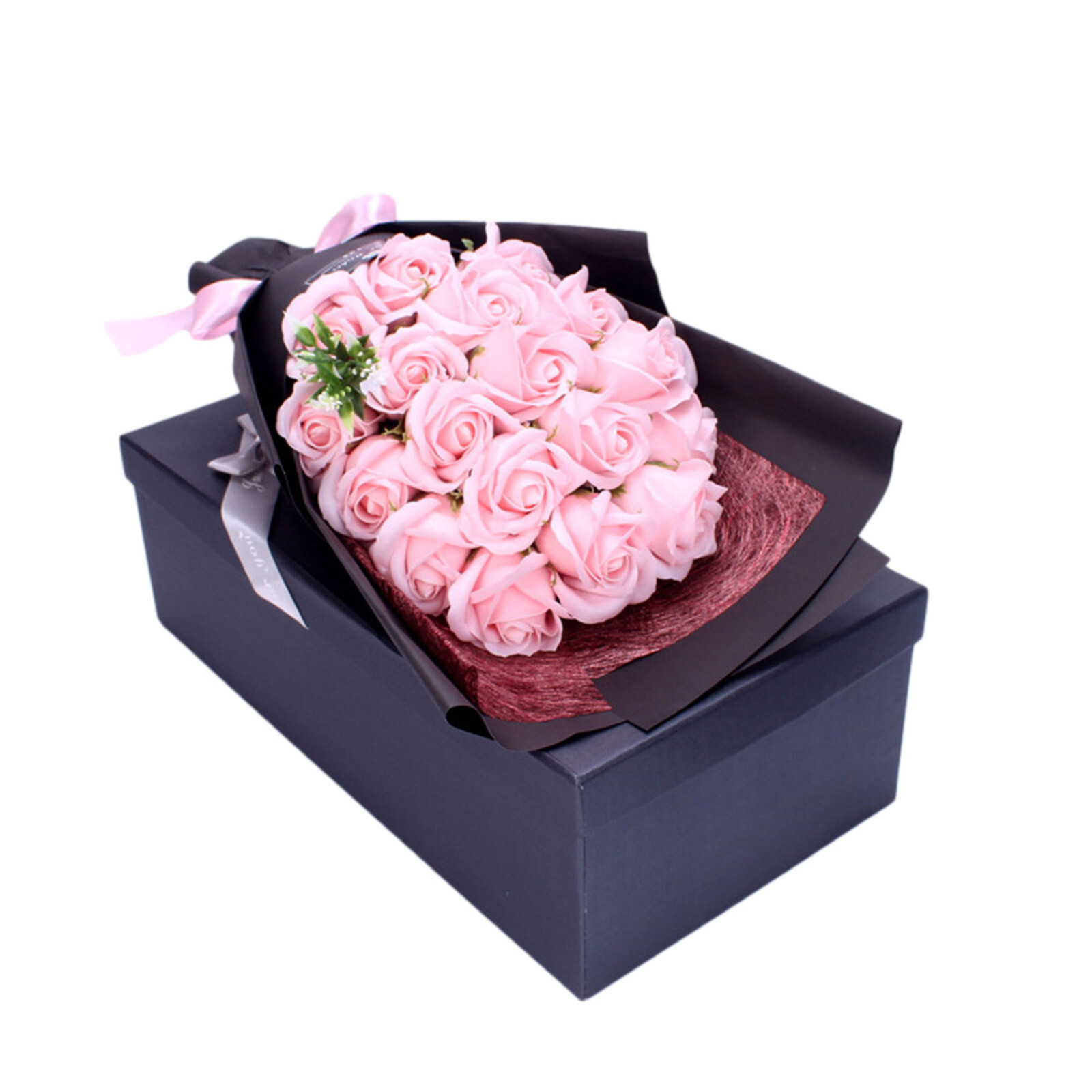 18 Pcs Eternal Baby Pink Rose Soap Flower Bouquet Valentine Girlfriend Wife Gift