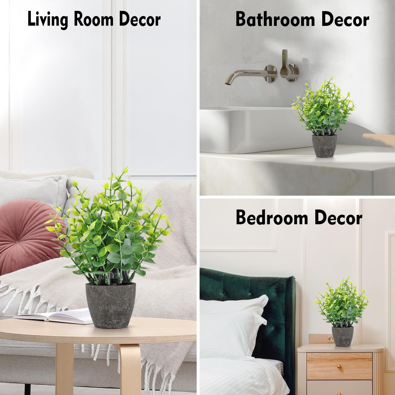 FAVOWREATH 2 Pack Fake Plants Ceramic Mini Artificial Greenery Potted Plants…