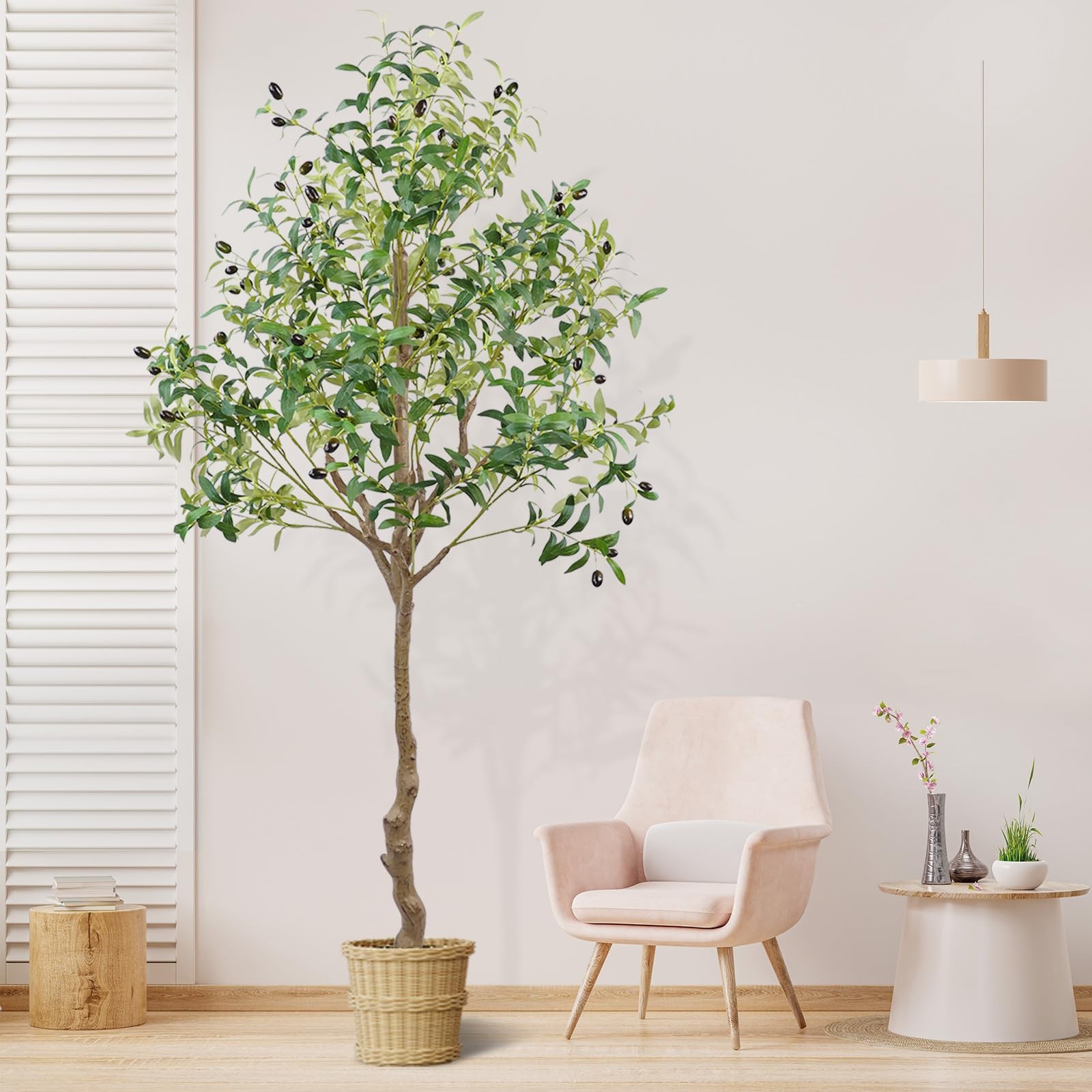 ARTIFICIAL OLIVE TREE 6FT TALL FAUX OLIVE TREES WITH POT 72IN OUTDOOR FAKE POTTE