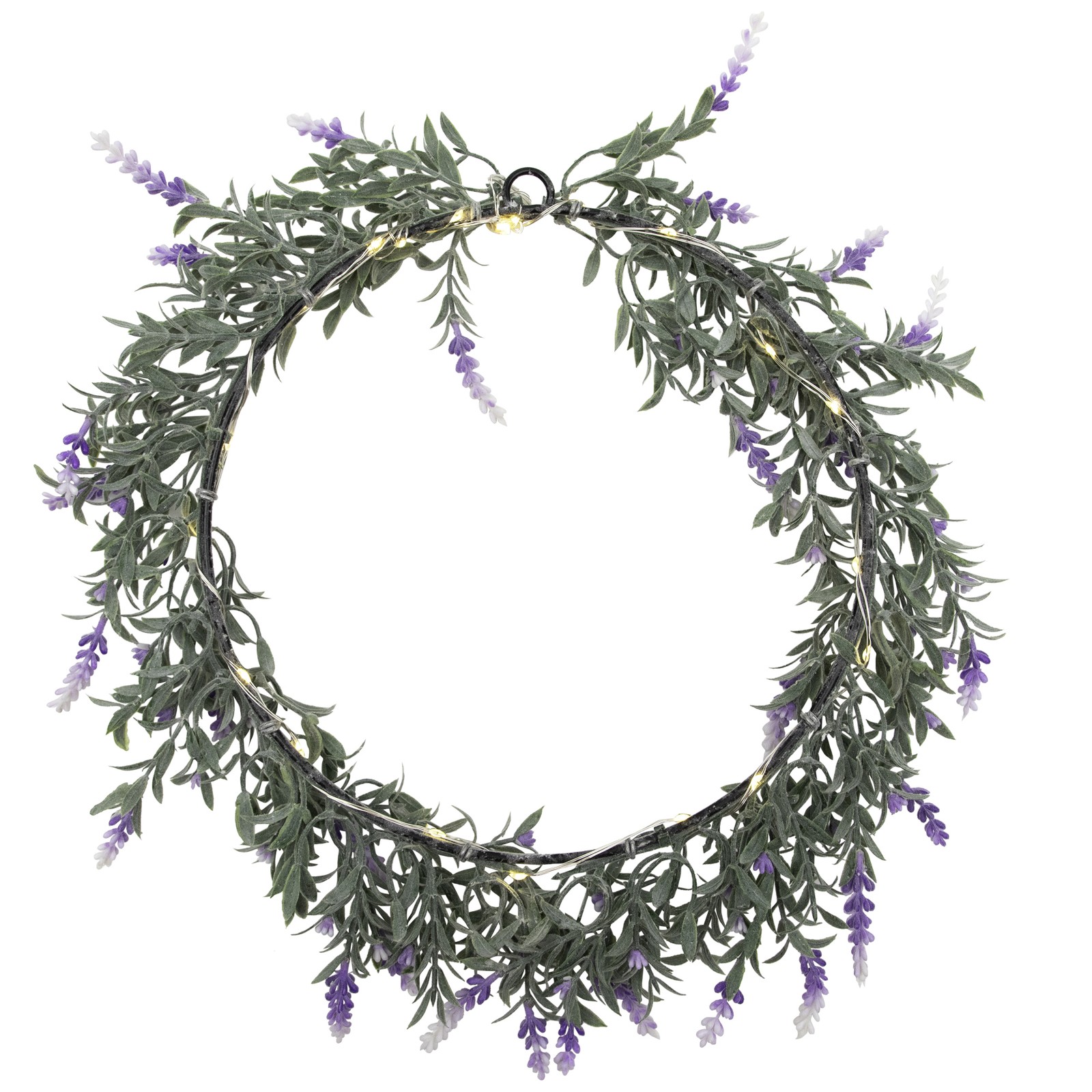 Northlight Artificial LED White Purple Lavender Spring Wreath 16″ White Lights