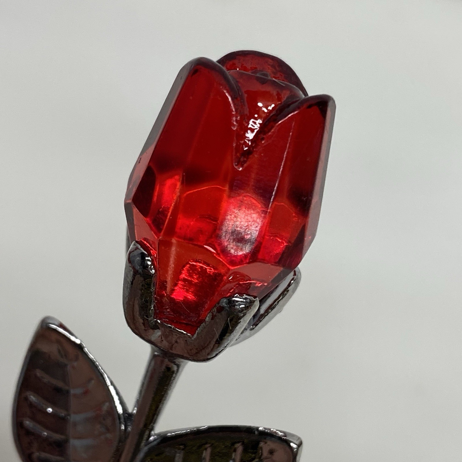 Miniature Rose Flower Red & Silver Gift Girlfriend Wife Mom Valentines Day