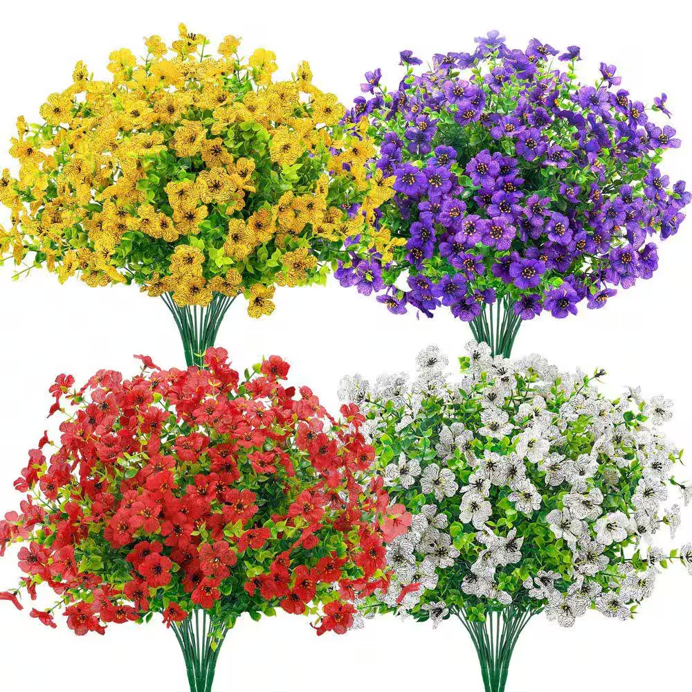13.8 In. Multi-Colored Outdoor Artificial Daisy Flower, 12 Bundles Fake Flowers