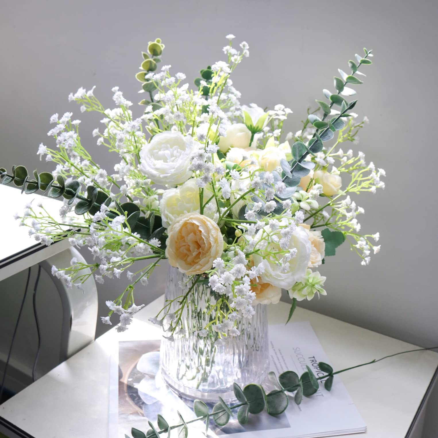 18pcs Babys Breath Artificial Flowers Fake Eucalyptus Leaves Flowers Bouquet …