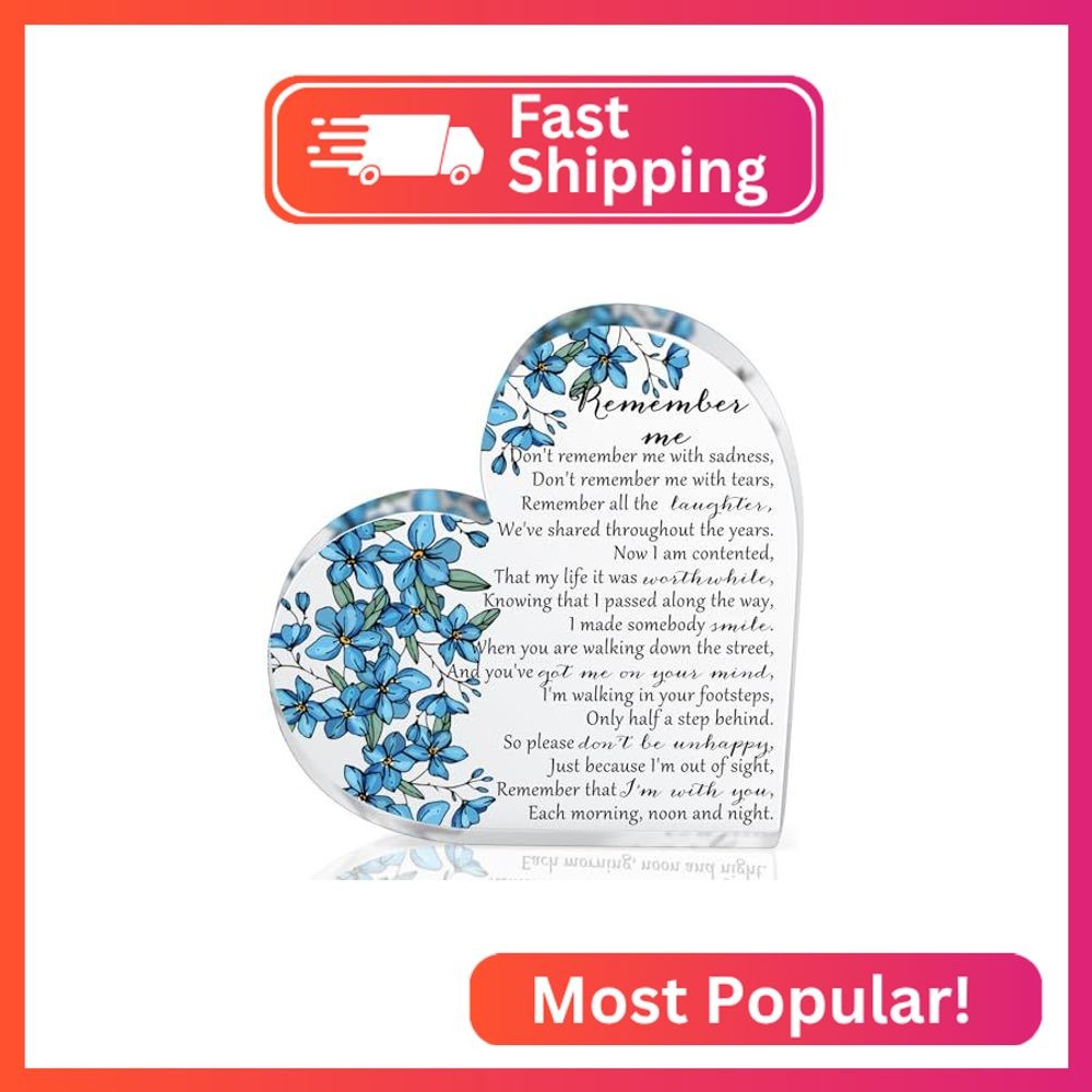 Yookeer Sympathy Gift Acrylic Heart Shape Memorial Bereavement Gifts for Loss of