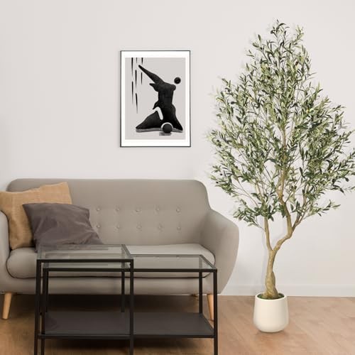 7ft Artificial Olive Tree with Tall Exquisite Planter – Realistic 6ft 11in