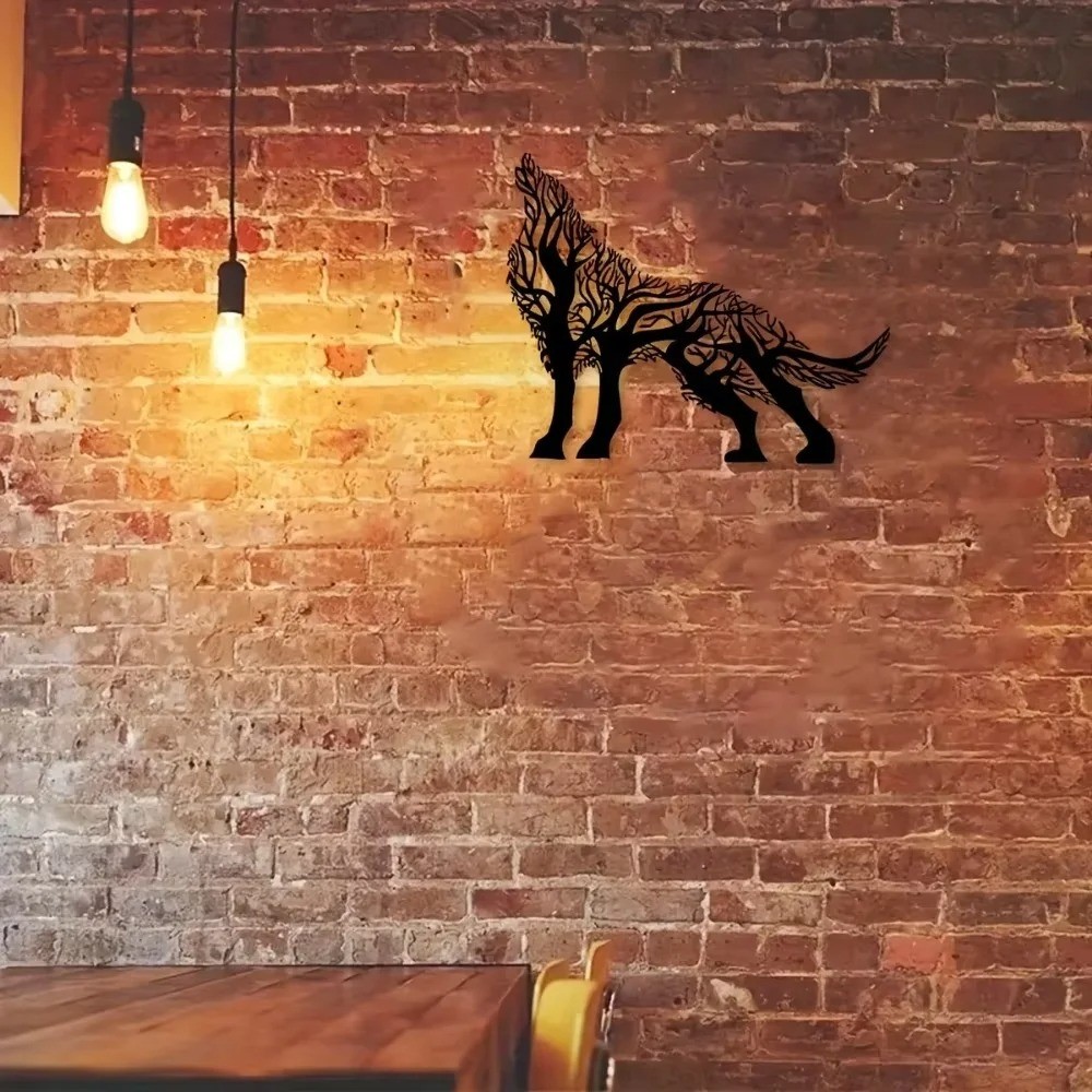 Unique Tree Branch Wolf Iron Wall Art – Elegant Living Room Decor Masterpiece
