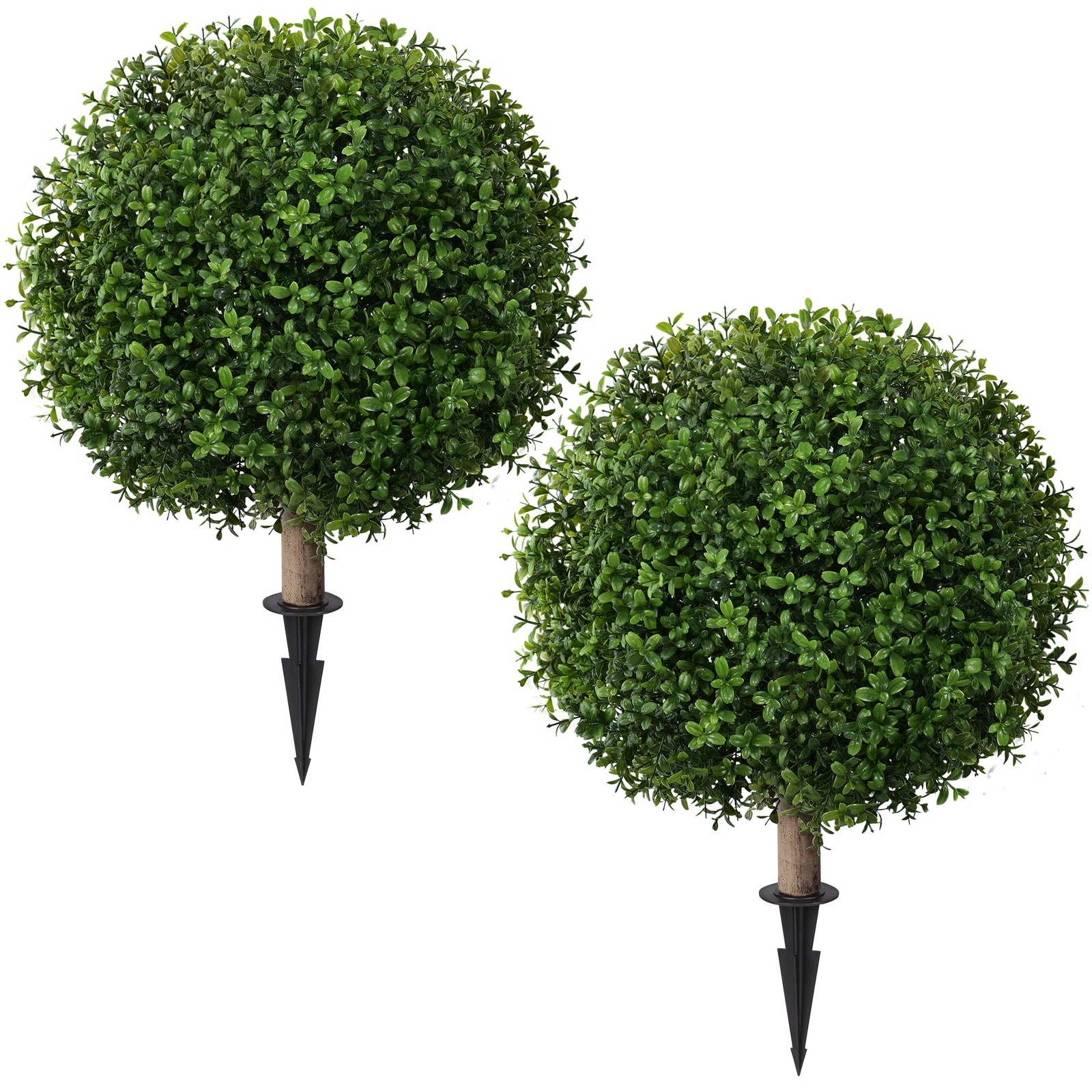 Artificial Boxwood Topiary Trees for Outdoor Set of 2 Fake Plant Bushes with …
