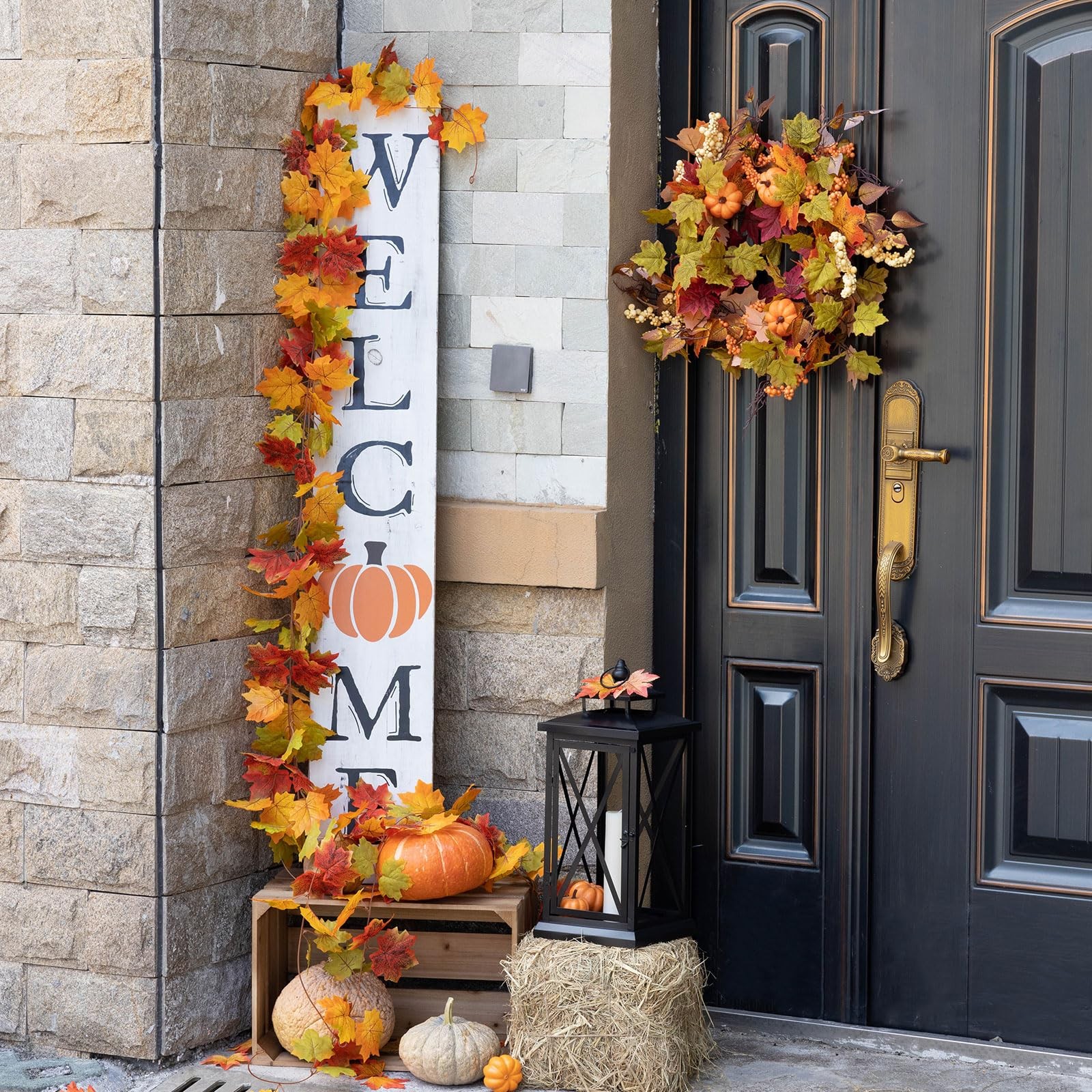 Fall Decor 5 Packs 390″ Artificial Maples Vines Garland Fake Vine Fall Garlan…