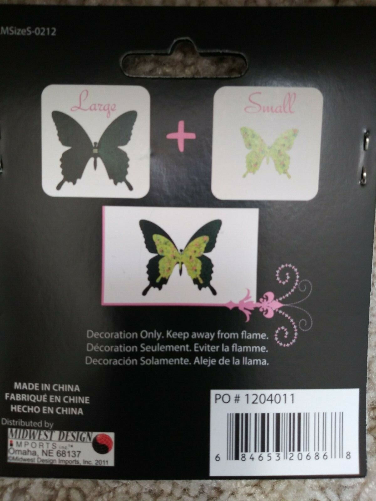 Touch of Nature Lot 12 Pc Assorted Satin w/Glitter 4″ Monarch Butterflies w/Clip