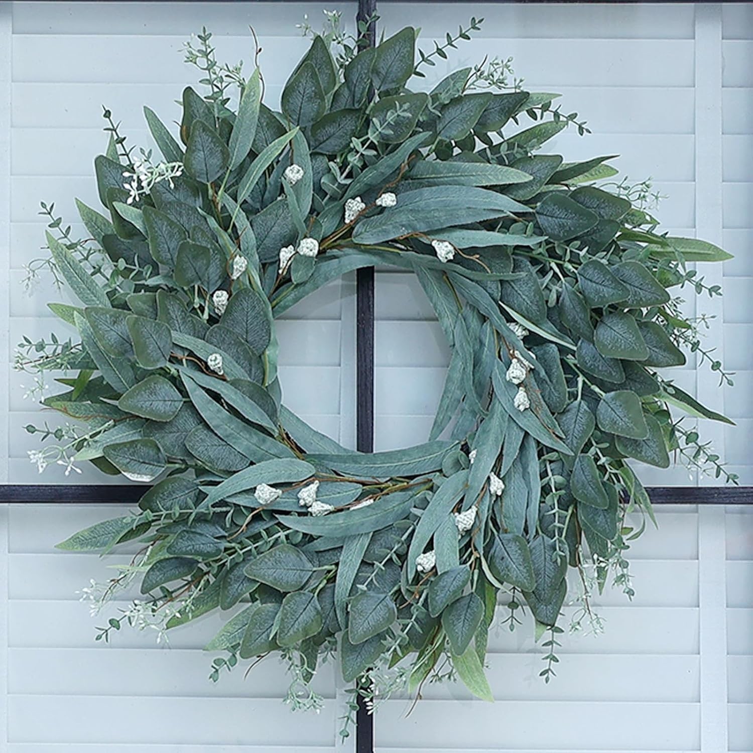 Lifelike 26-Inch Eucalyptus Wreath – All-Season Home Decor for Any Occasion
