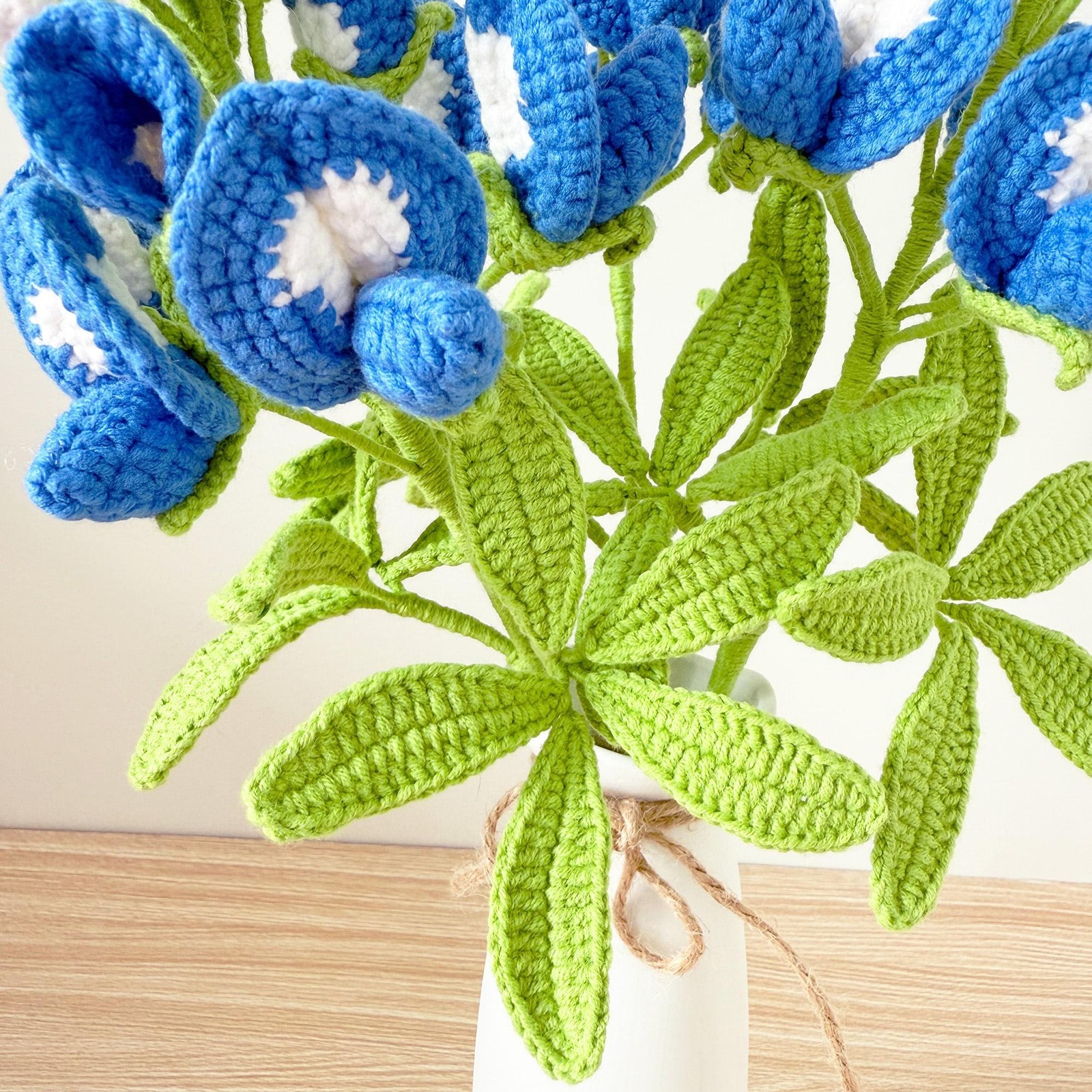 Handmade Crochet Bluebonnet Bouquet (no vase): Texas Wildflower Decor