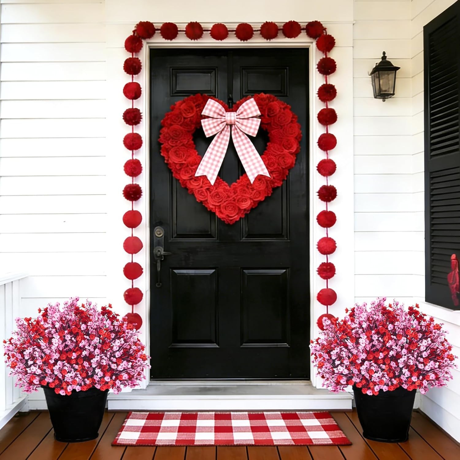 6 Pcs Valentine’s Day Artificial Baby’s Breath Flowers, Red Pink Faux Gypsoph…