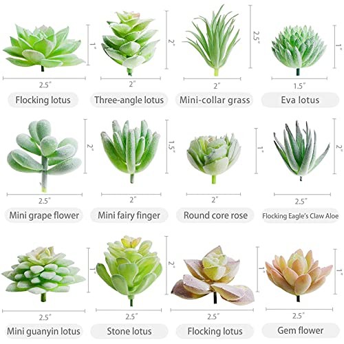 12 Pcs Artificial Succulents Mini Fake Plants Unpotted Faux Succulent for