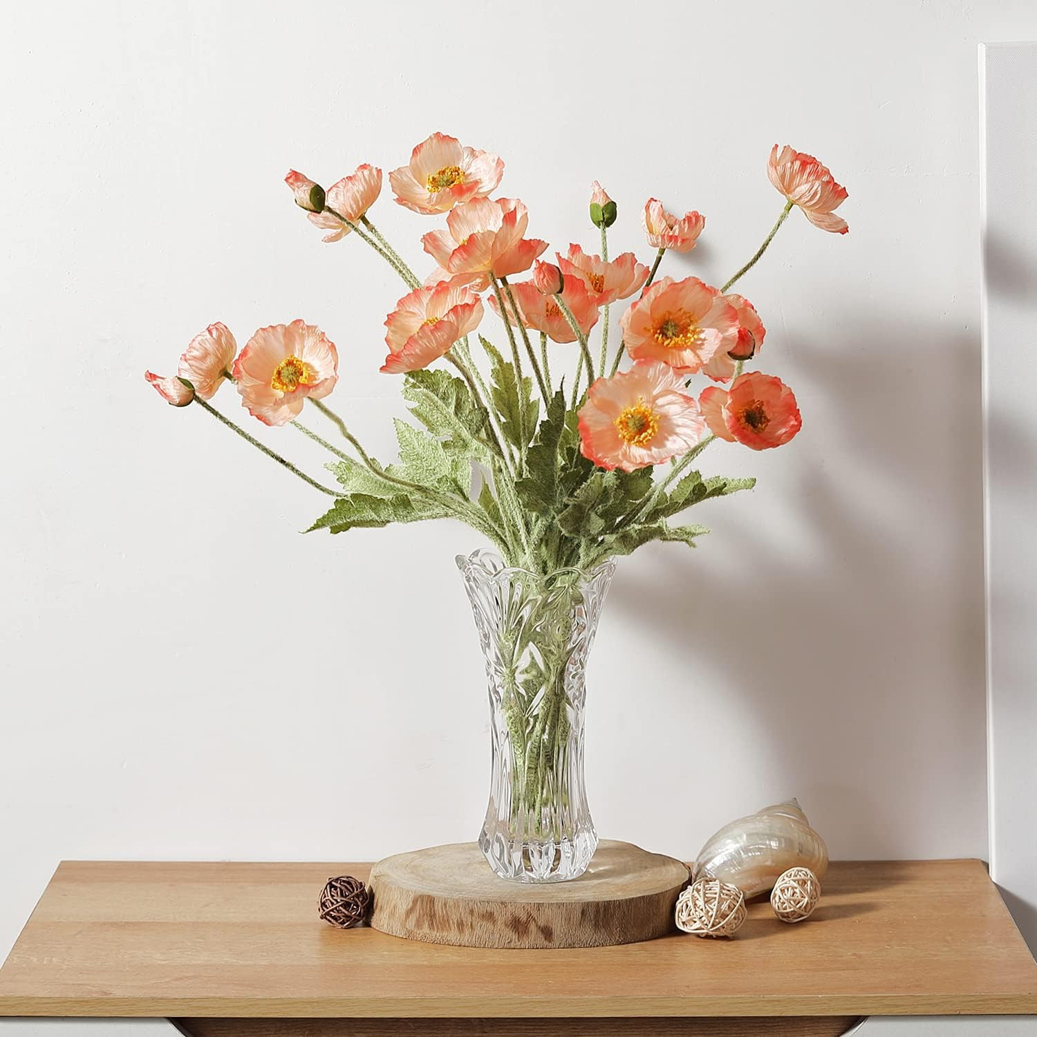 Artificial Poppy Flowers, 5 Bundles Faux Poppies with Stems for Floral Arrangeme