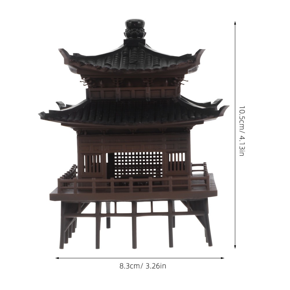 Elegant Light Brown Plastic Garden Pavilion Figurine for Desktop and Zen Garden