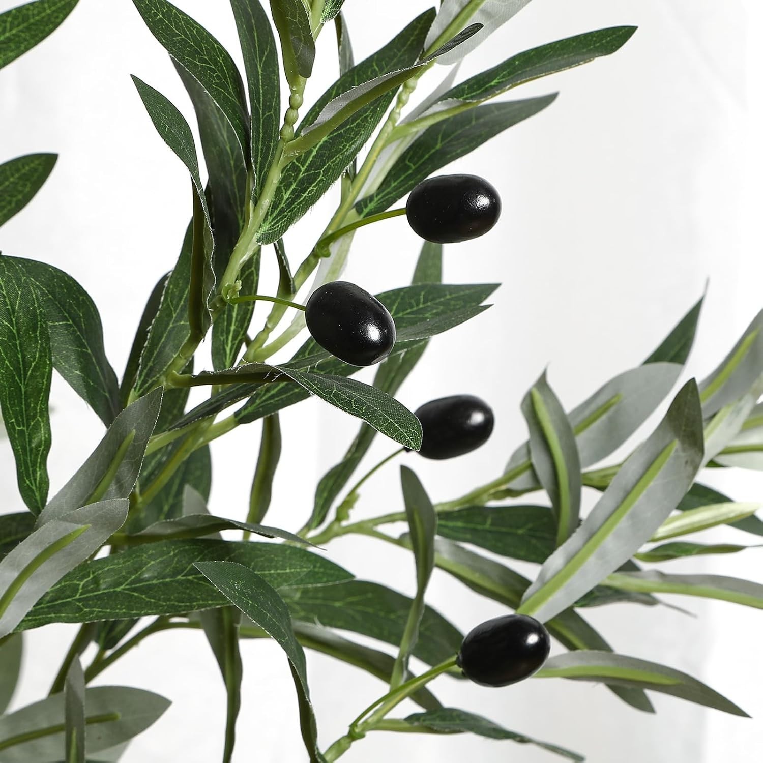 Artificial Olive Tree Potted Fake Plant with Fruits White Planter Home Office