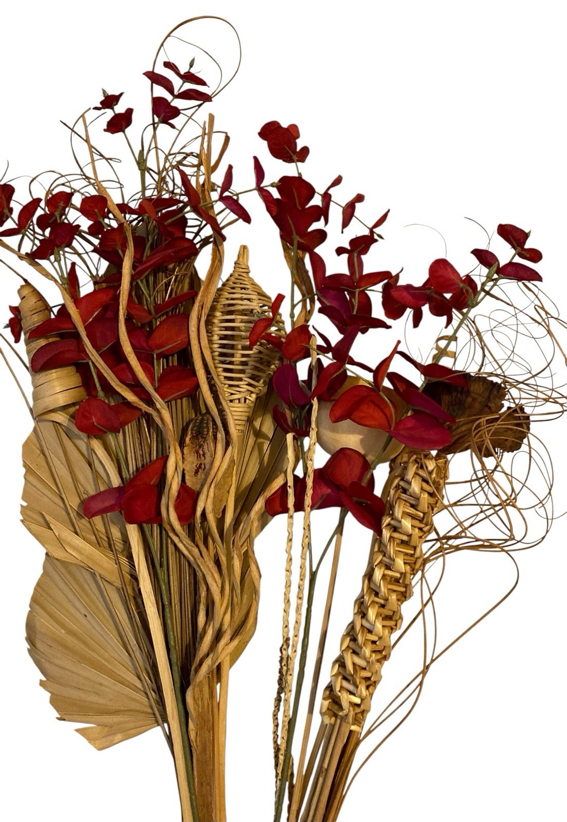 Boho Dried Flower Arrangements 2 Bunches Palm Spears Eucalyptus Seed Pods Decor