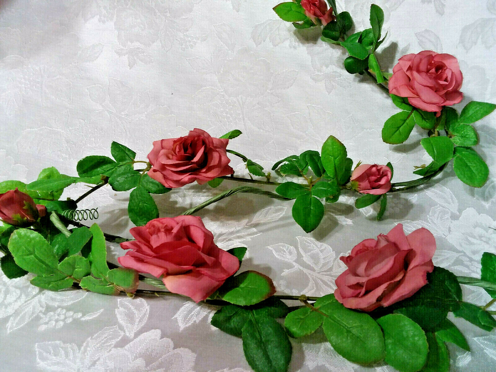 Home Interiors Petite Pink Mauve Wild Rose Garland/Wired/6 Feet Long/ New