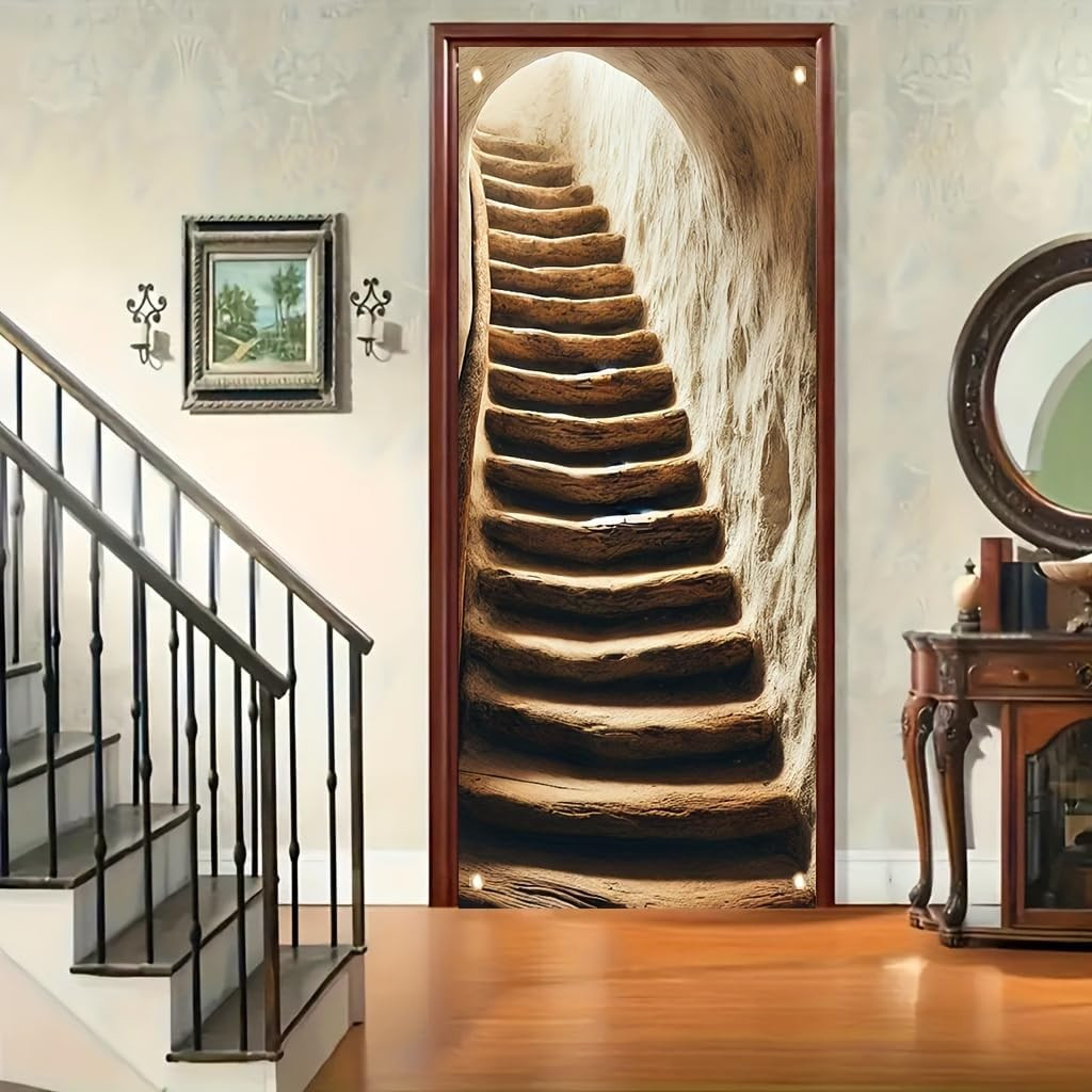 Rustic Stone Stairway 71X35 Inch Ancient Cave Steps Design Outdoor Decoration Vi