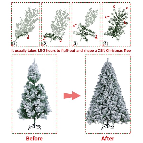 6/7.5/9ft Unlit Premium Snow Flocked Hinged Artificial Xmas Christmas Pine Tree