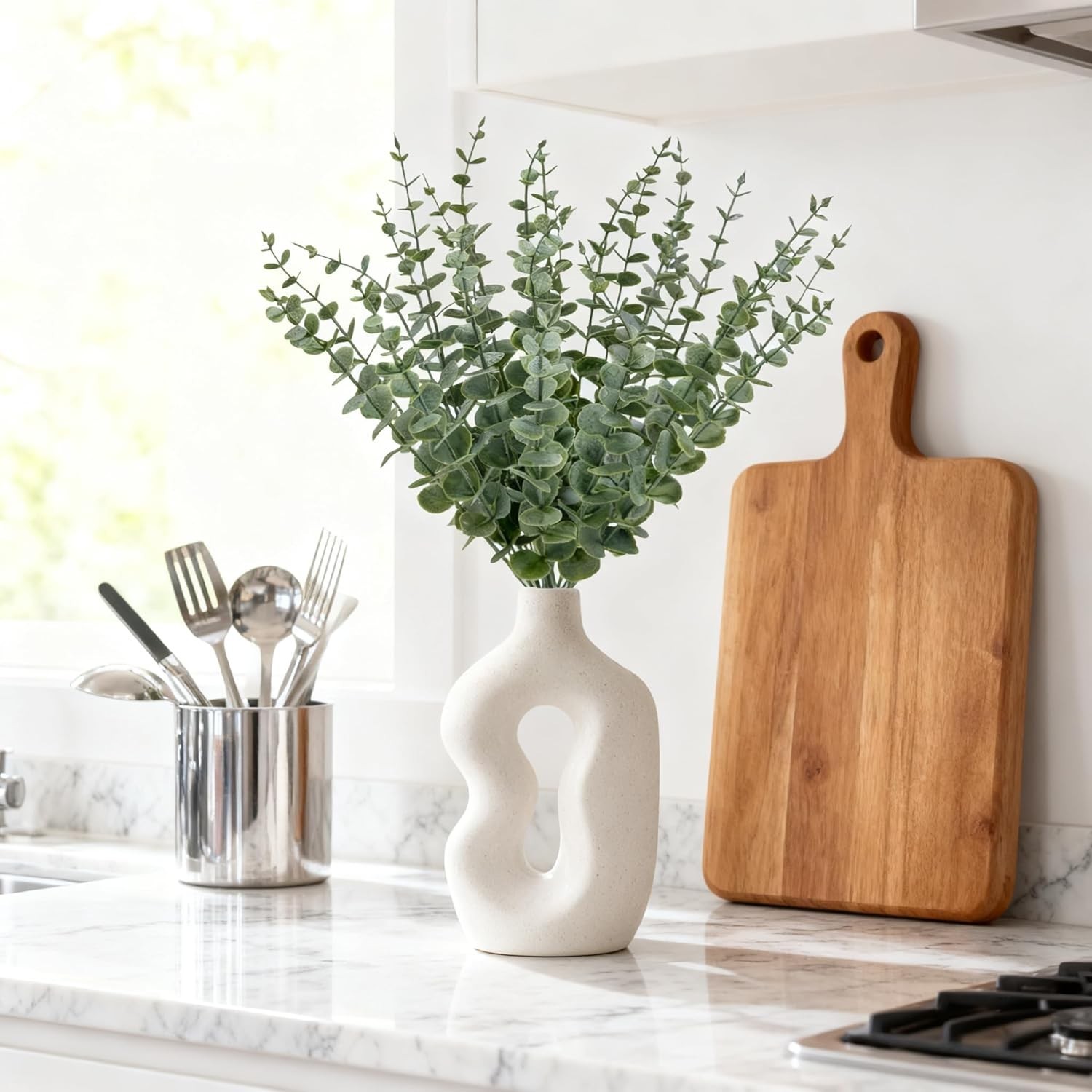 25Pcs Artificial Eucalyptus Stems, Realistic Fake Eucalyptus Branches for Hom…