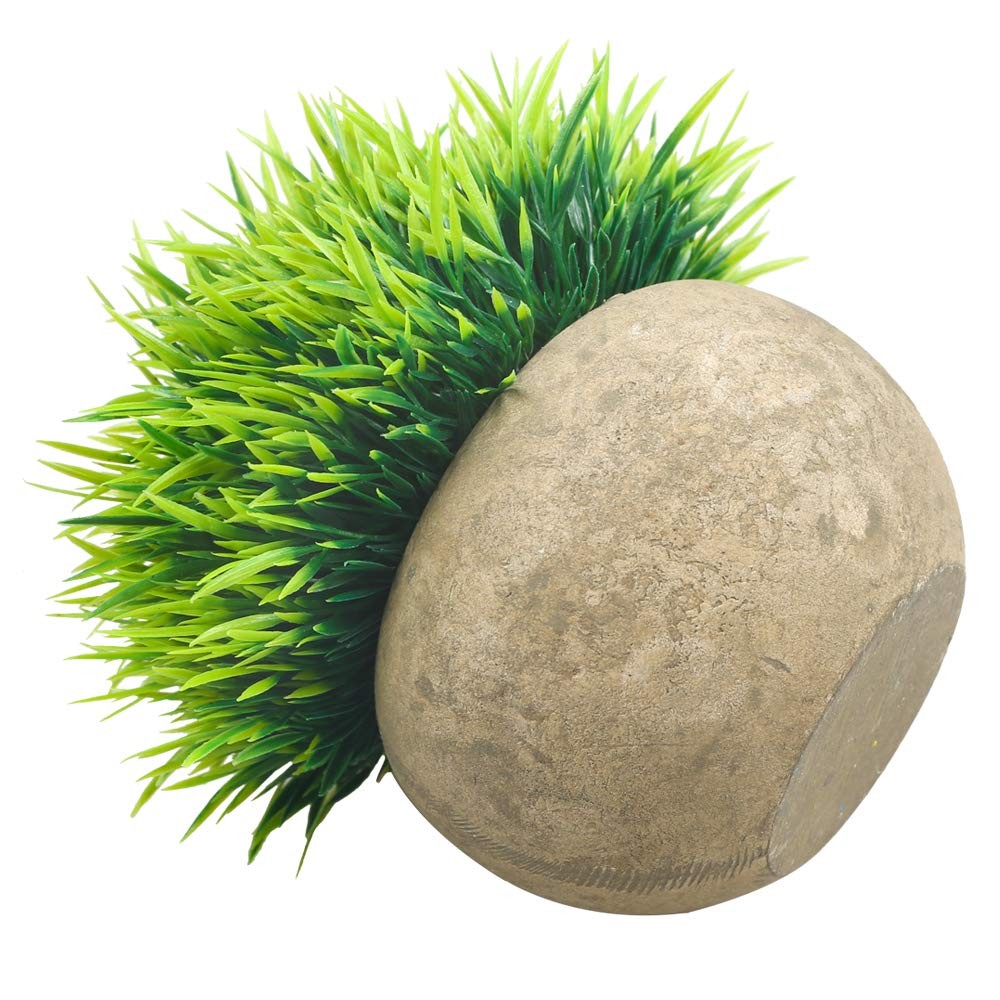 1 PCS Grey Pot Mini Artificial Fake Green Grass Potted Plant Topiary Shrubs