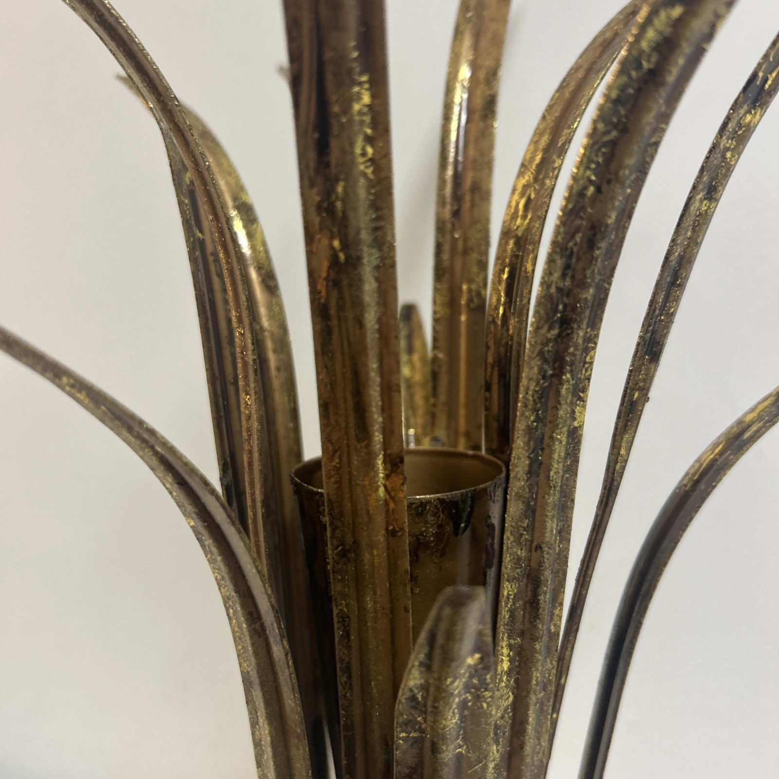 New French Bouquet Holder Home Accessory Displayer Aged Gold Tone Metal Wedding