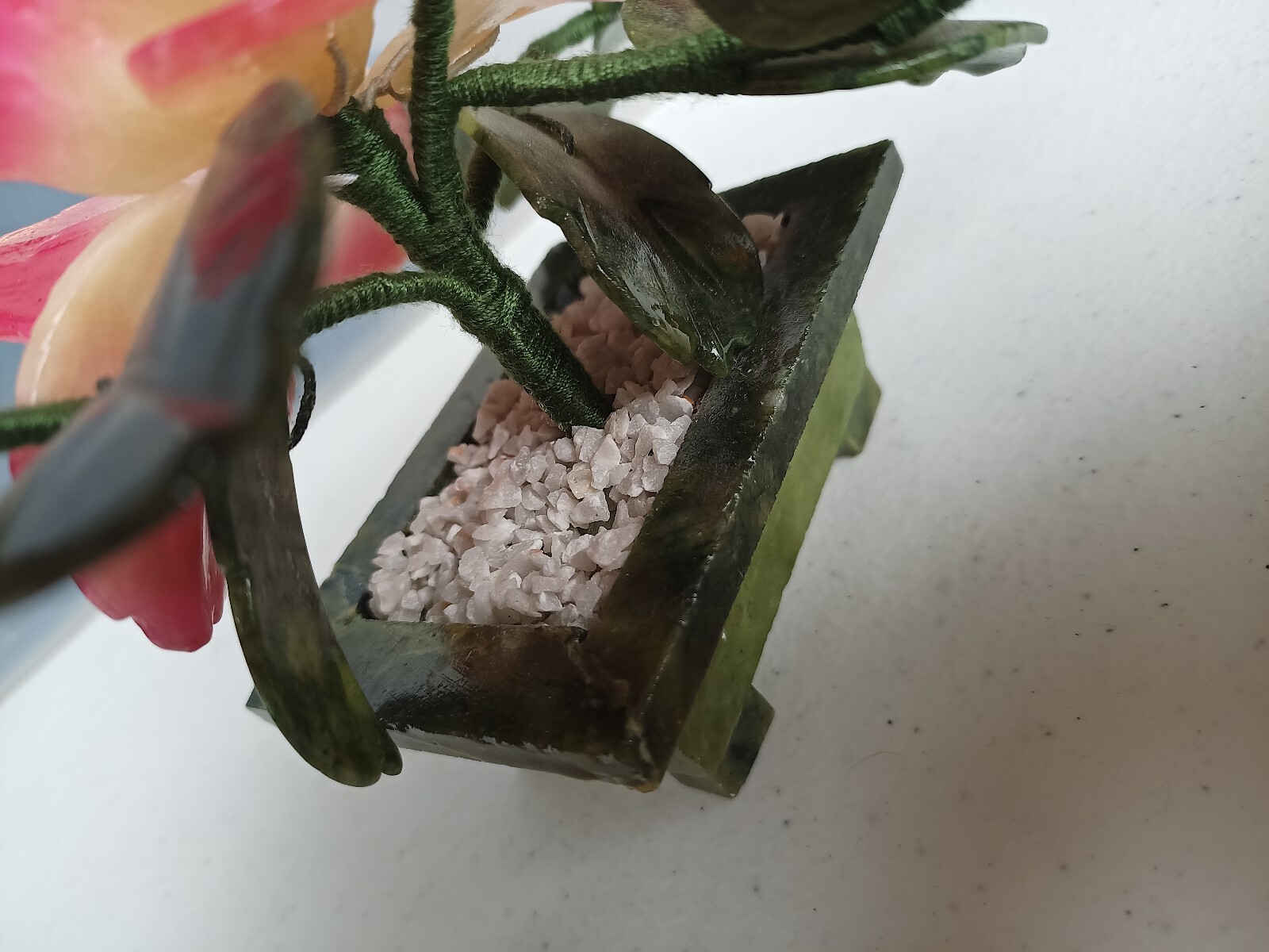 Natural Stone Flower Arrangement, Jade And Quartz Lotus/Peony