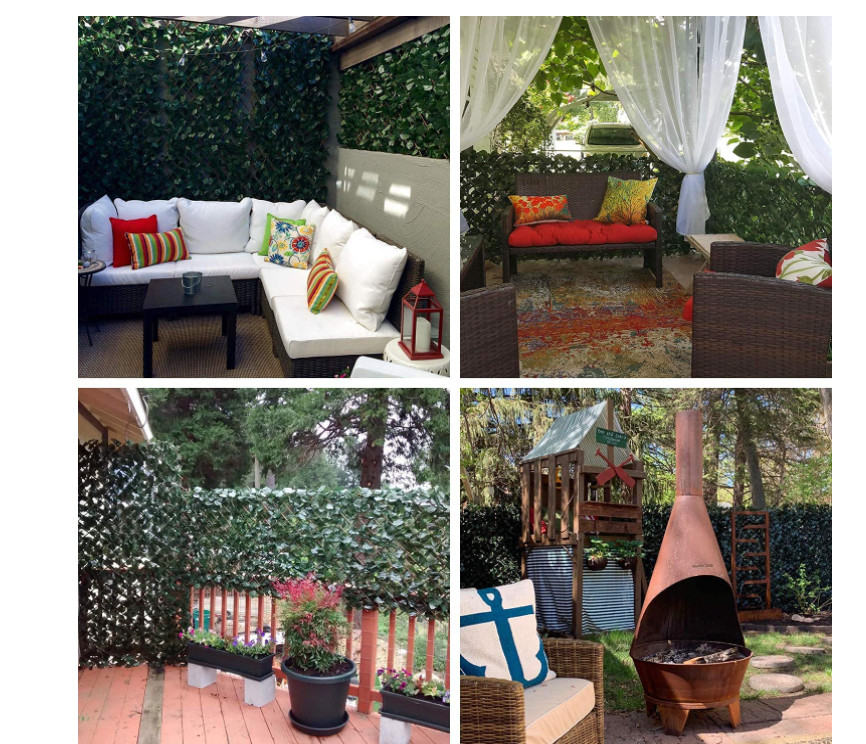 15″x48″ Retractable Ivy leaves Fence One Side Leaves Wood Frame Garden Deck Z23
