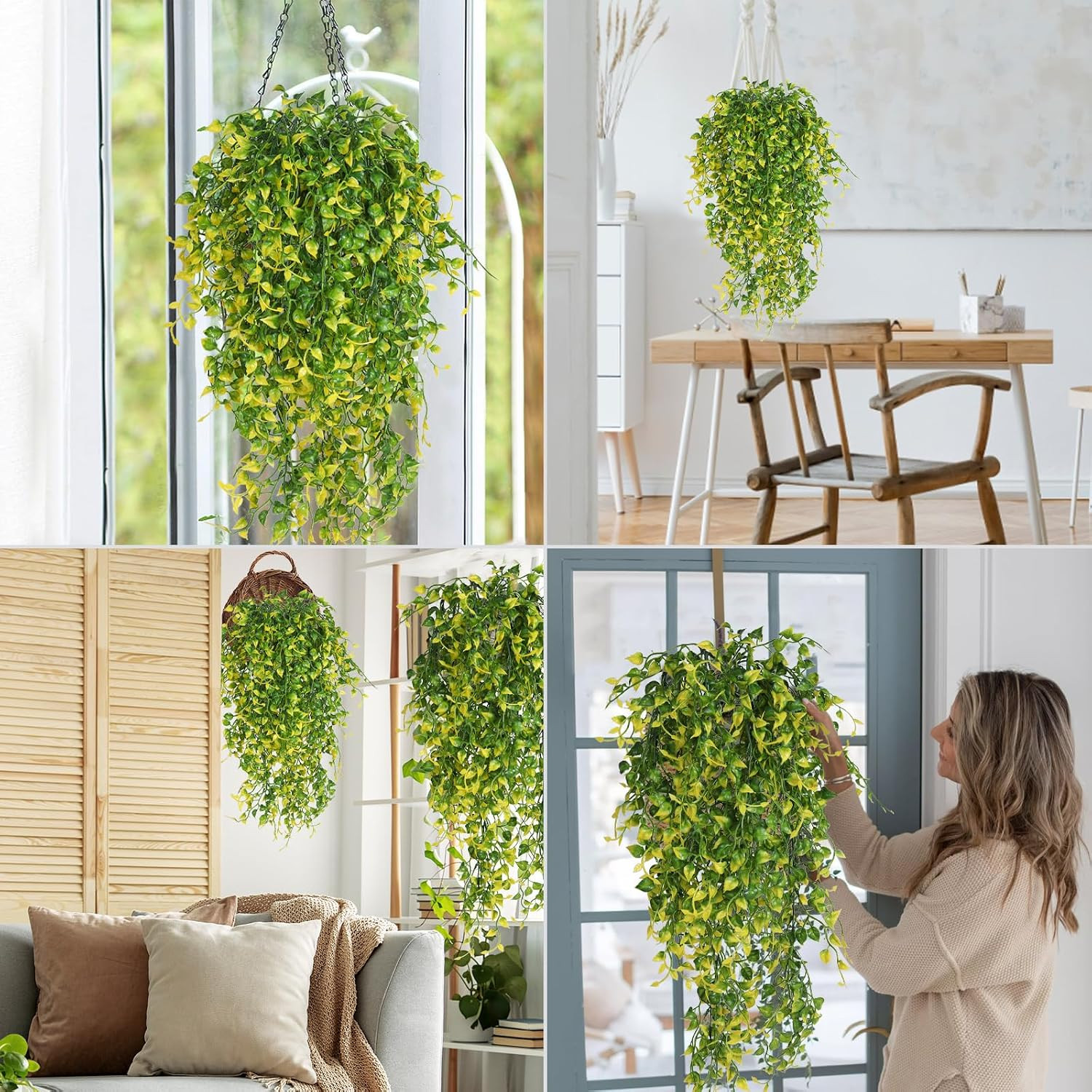 Artificial Hanging Plants 4PCS 33Inch Fake Eucalyptus Leaves Ivy Plant UV Resist