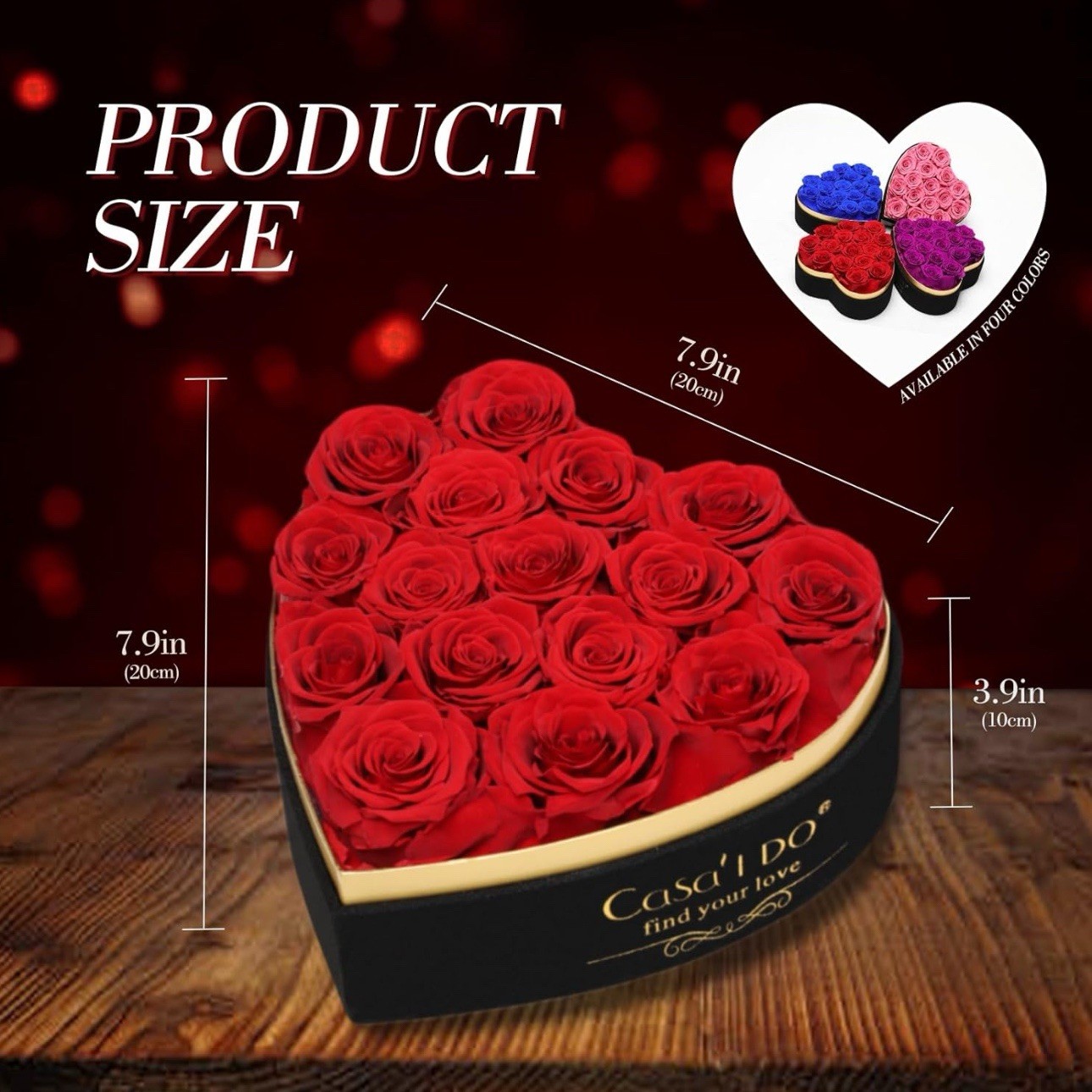 Preserved Roses Heart Box 16 Eternal Flowers Birthday Anniversary Gift
