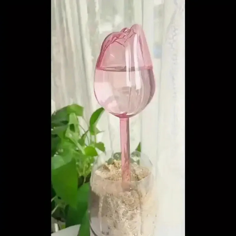 Pink tulip plant watering balls, suitable for indoor and outdoor plants