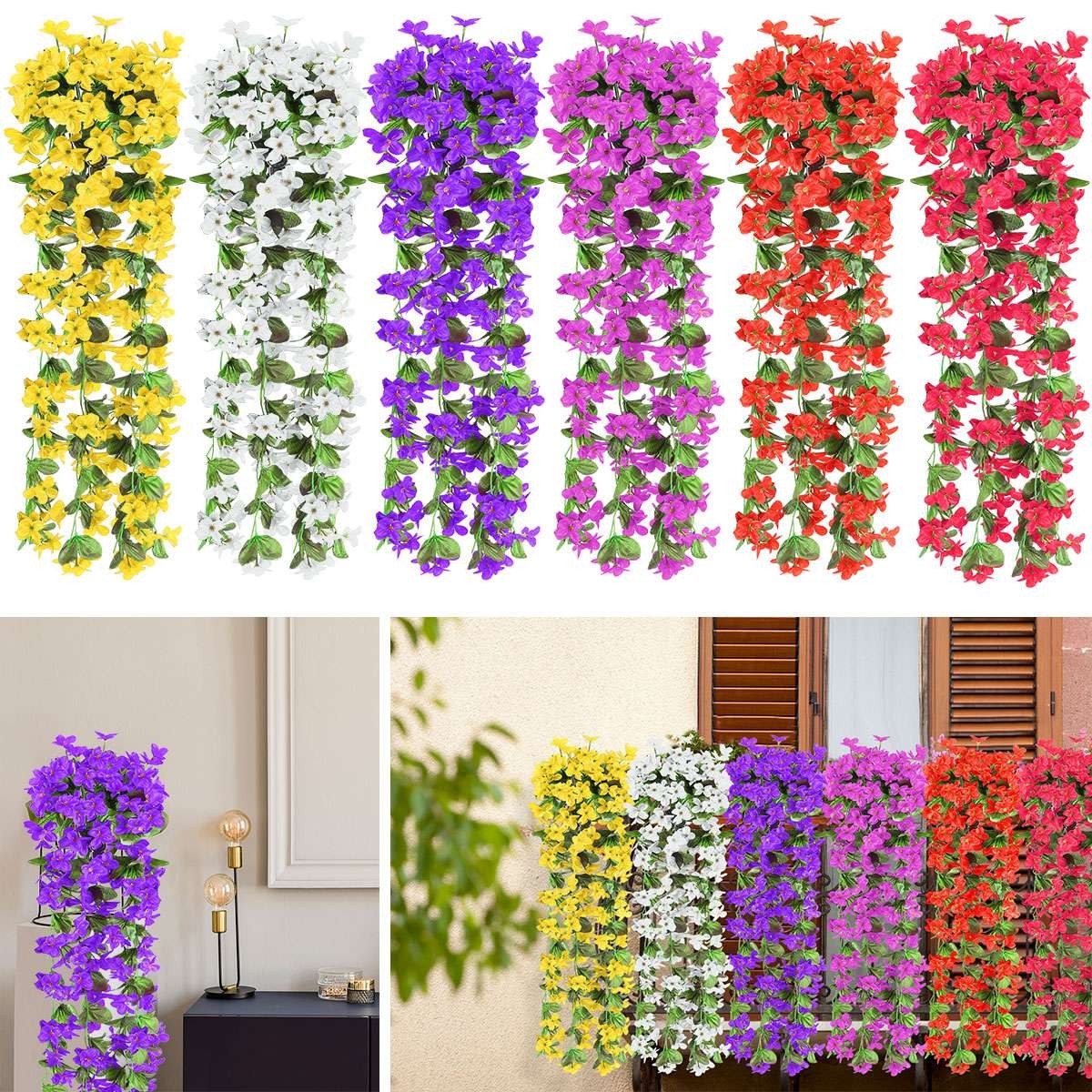 Artificial Violet Garland Fake Flower Garden Wedding Ratta Hanging Decor Outdoor
