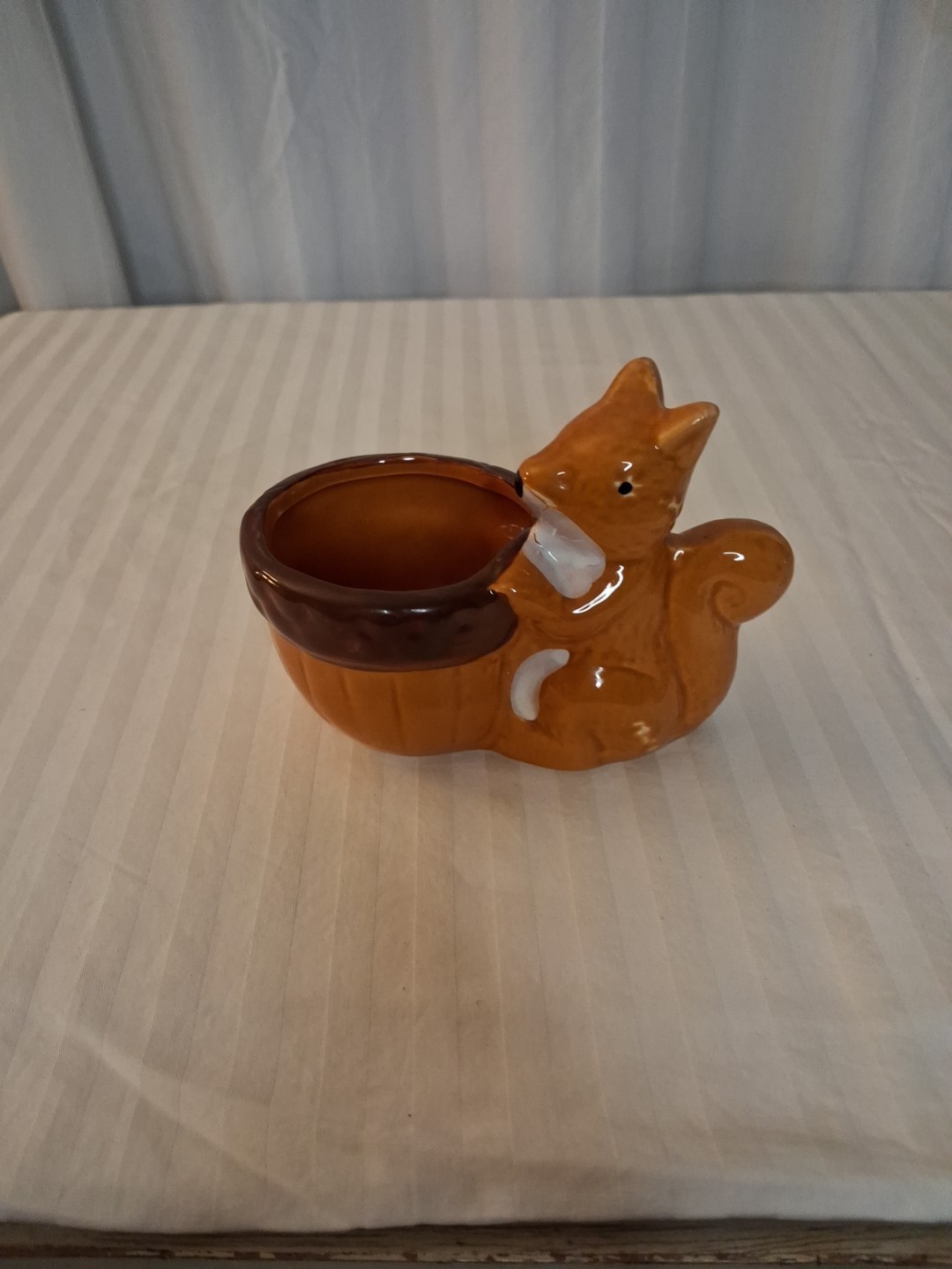 A Vintage Ceramic Squirrel Planter Mid-Century Cottage Core Glossy Glaze