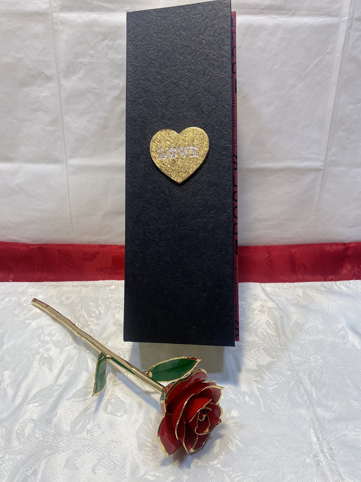 Gilded Rose Red Rose Love Gift Gold Tips Love