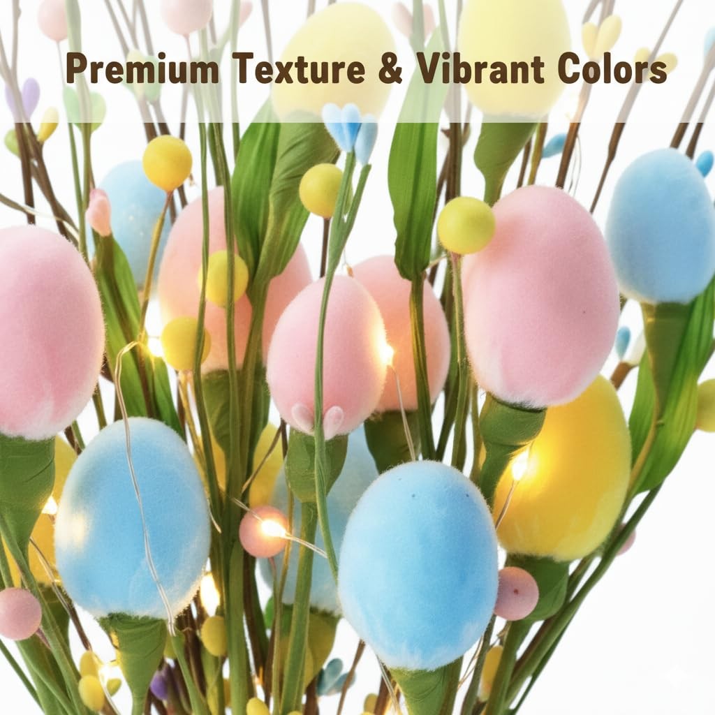Spring Farmhouse Table Centerpiece with Vase, Artificial Floral Picks with 24…