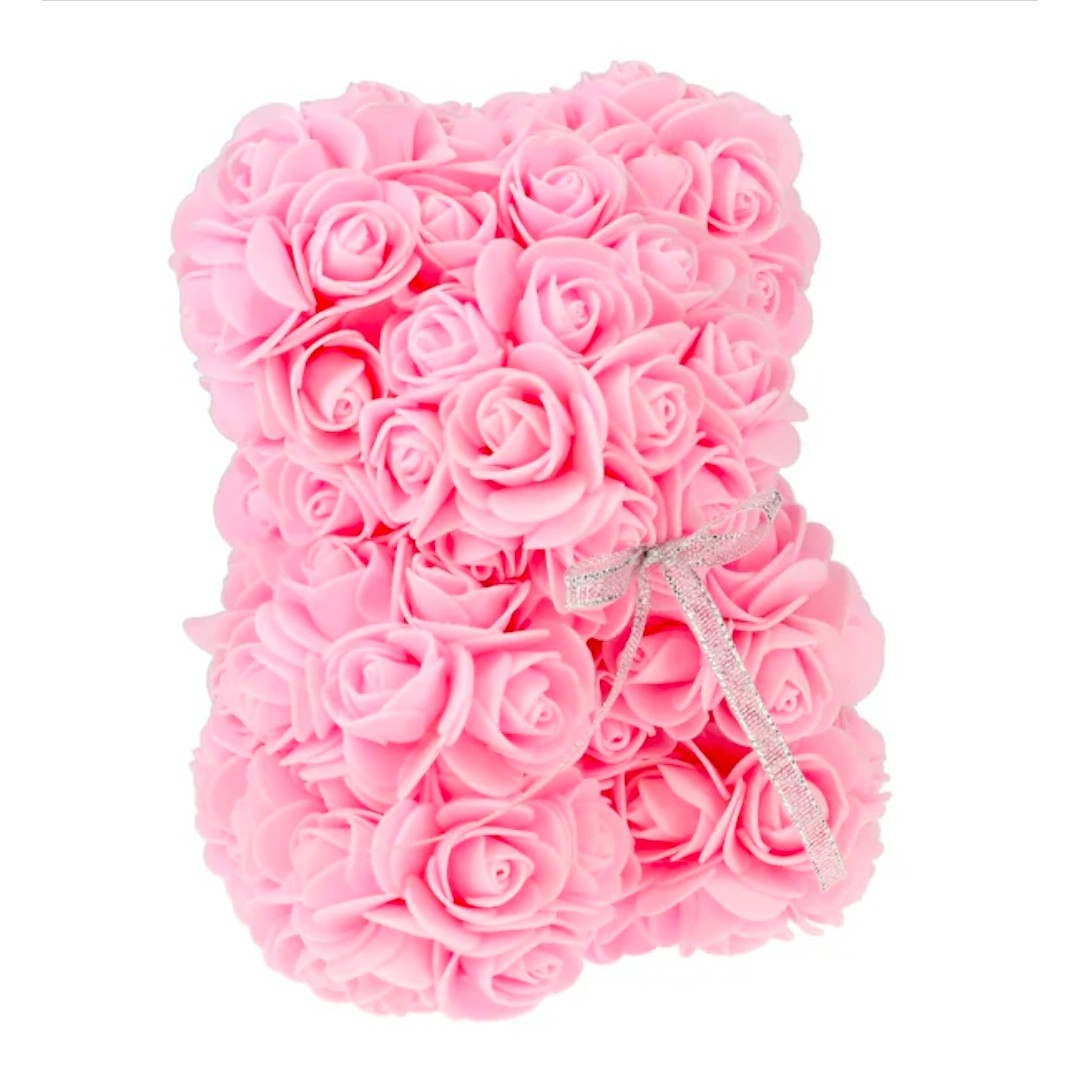 NEW VALENTINES, MOTHERDAY, OR ANNIVERSARY PINK ASSORTED ROSE BEAR WITH BOW GIFT