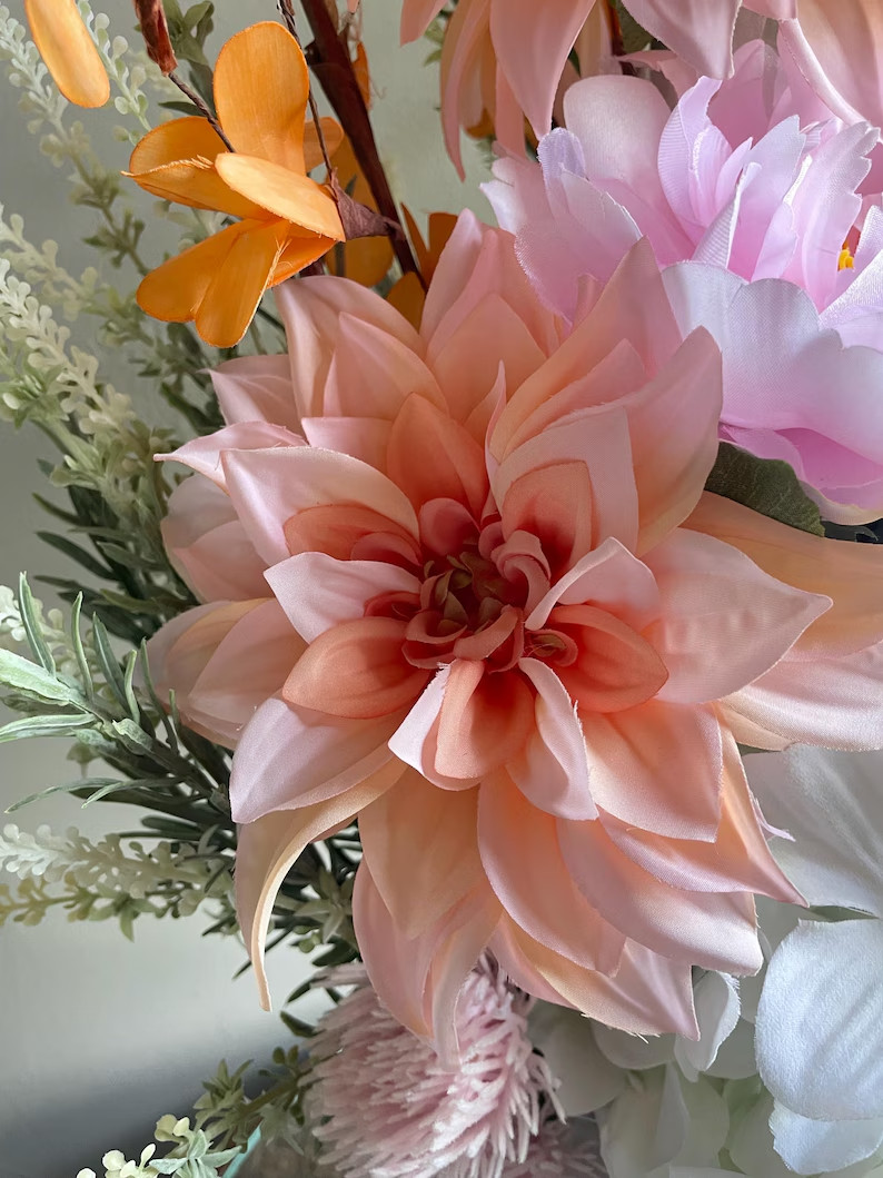 Chic Pink Orange Centerpiece Home Decor Living Dining Room Bedroom Accent