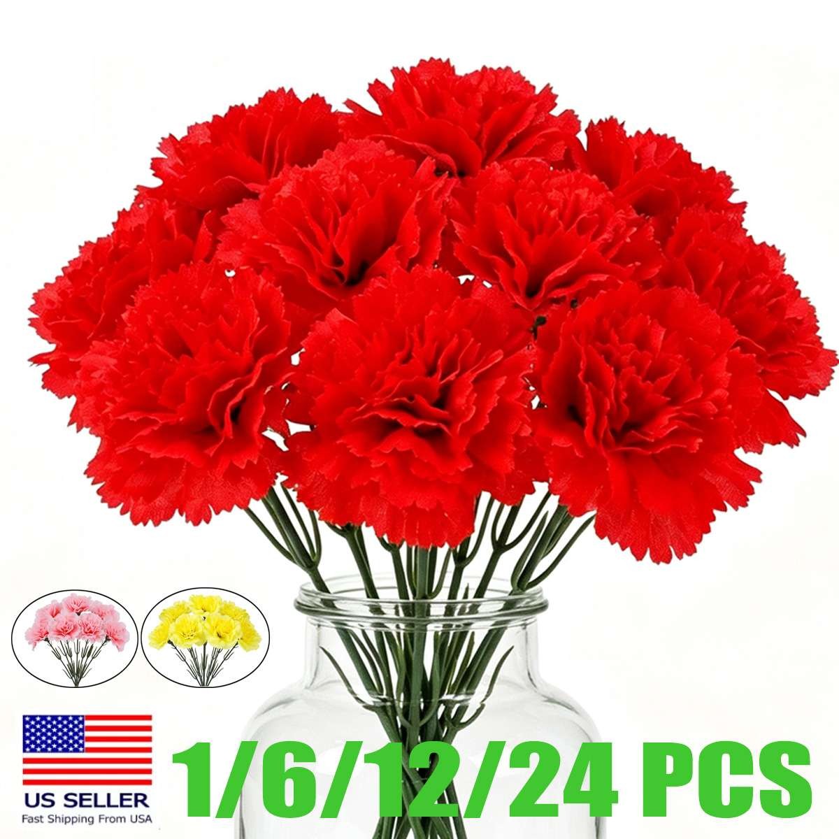 Silk Carnation Artificial Flowers Realistic Bouquet Home Decor Romantic Gift