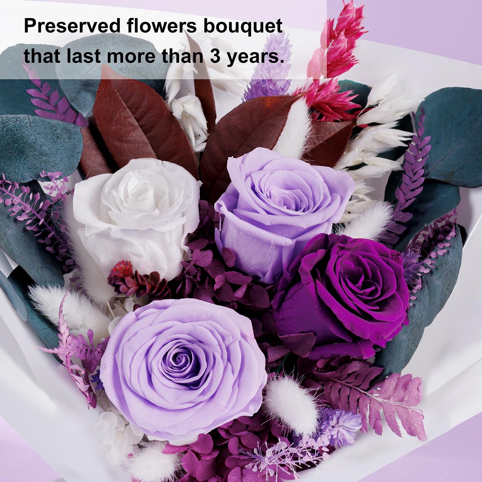 Flowers Gifts for Mom, Flower for Delivery, Preserved Roses Bouquets, Purple …