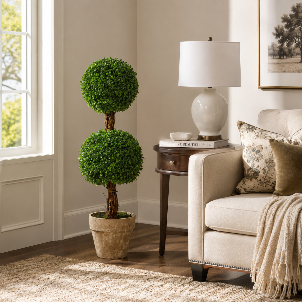 2.5′ Boxwood Double Ball Topiary Artificial Tree