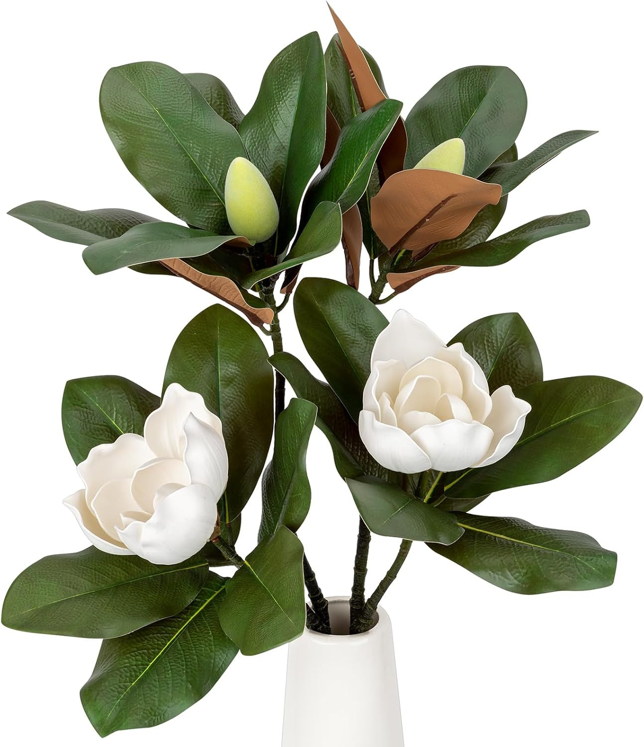 33.5″ Artificial Magnolia Flowers – 2PCS Real Touch Faux Floral Arrangement Whit