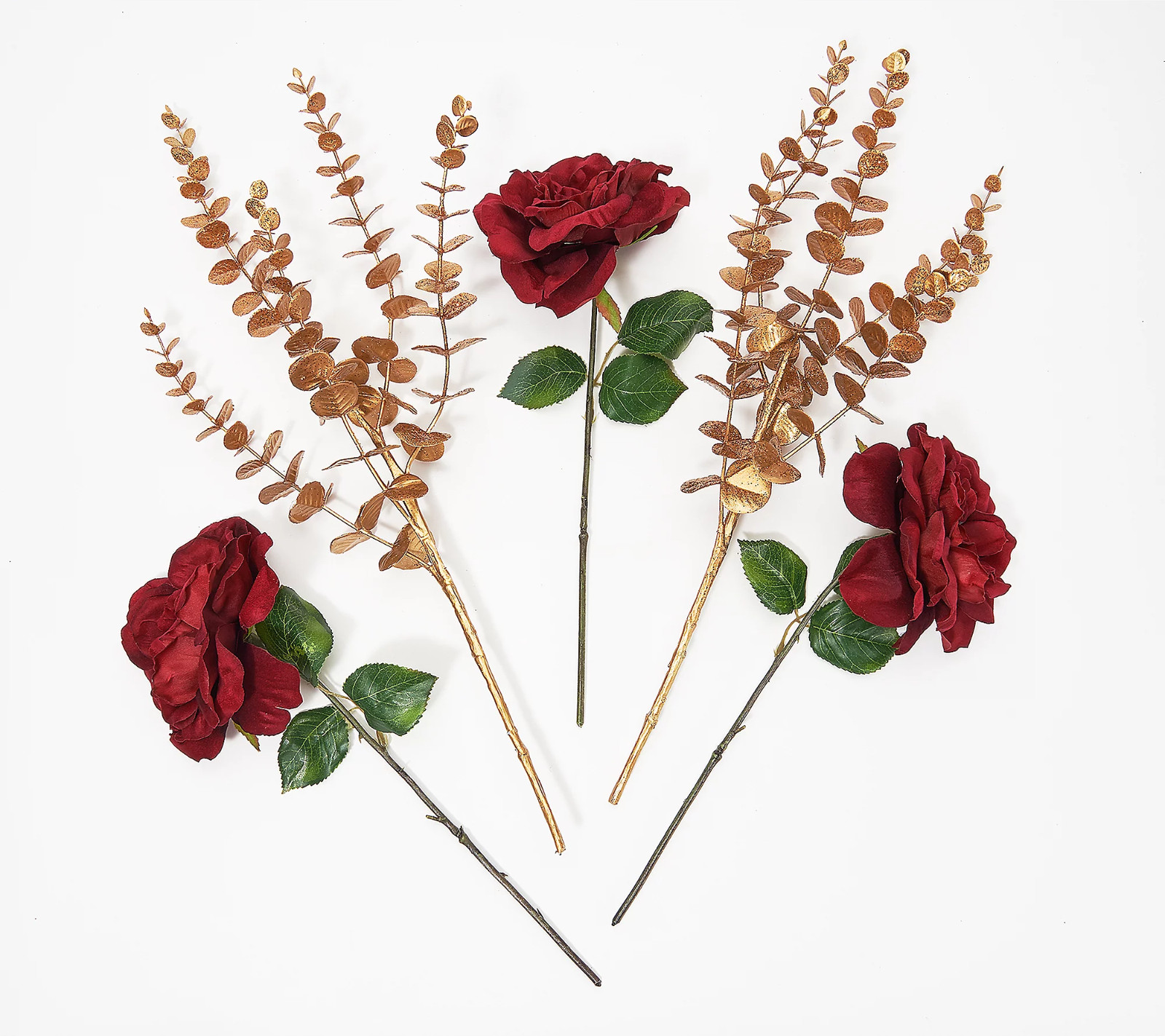 Peony Faux Floral Rose and Glitter Sprig Bouquet