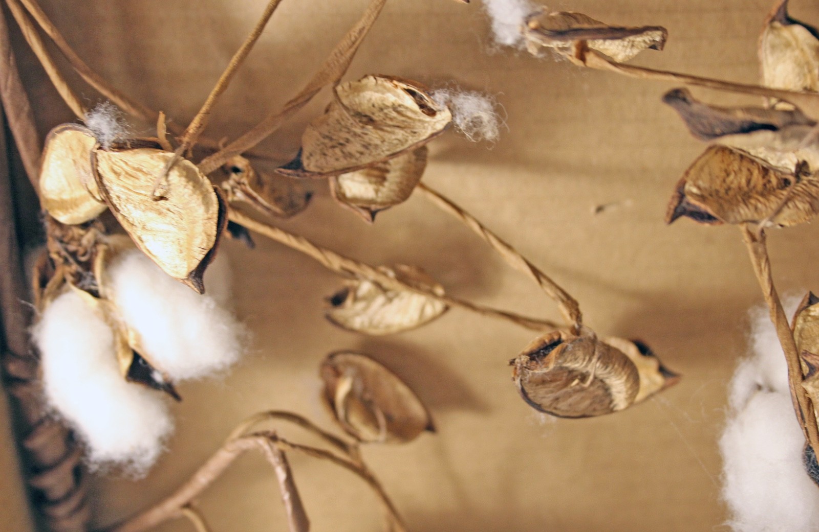 Dried Cotton Ball Boll Foliage Bendable Southern Garland Swag Decor 70 In.