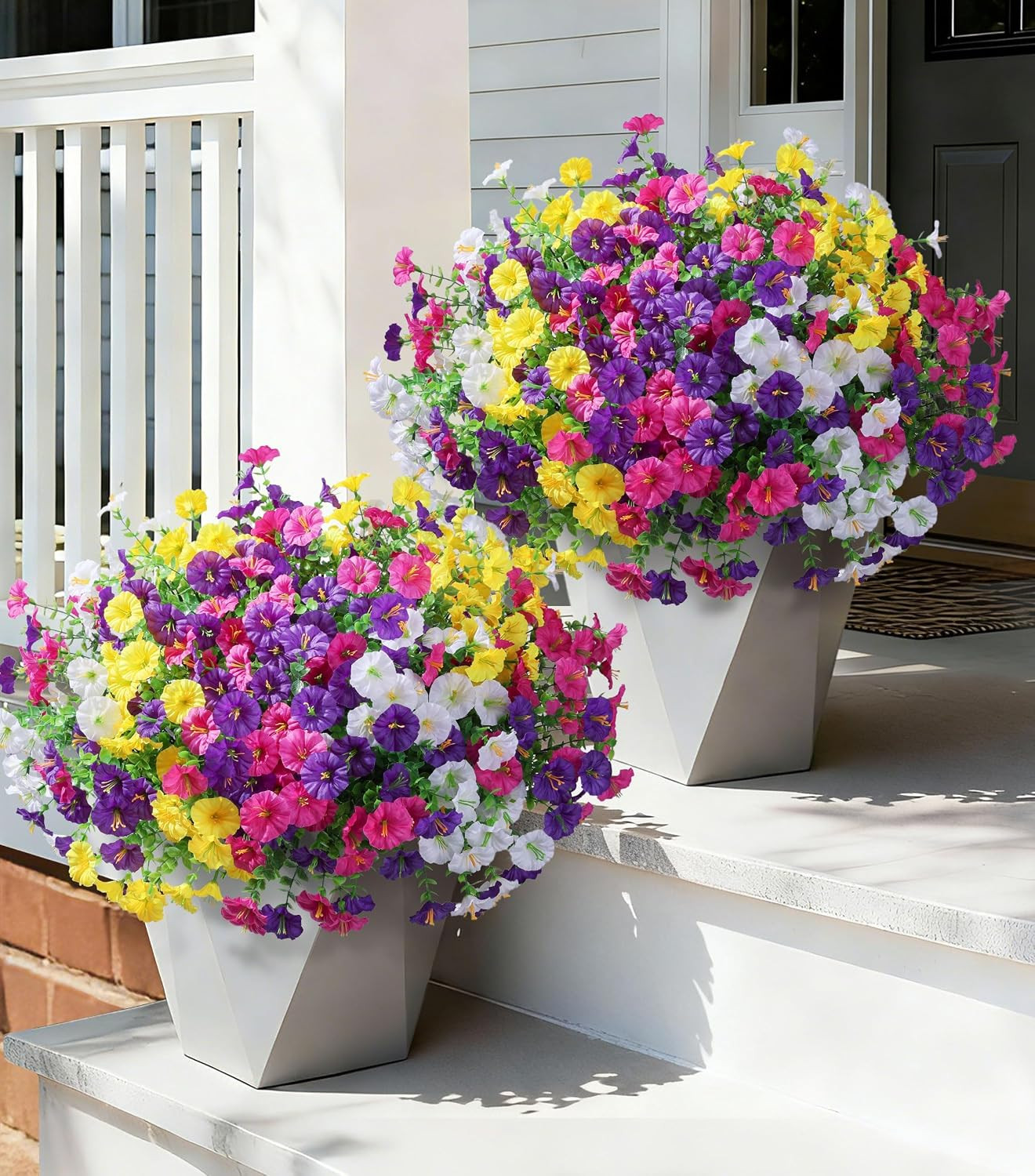 24 Bundles Artificial Flowers for Outdoors Faux Plants Summer Outdoor Decoration
