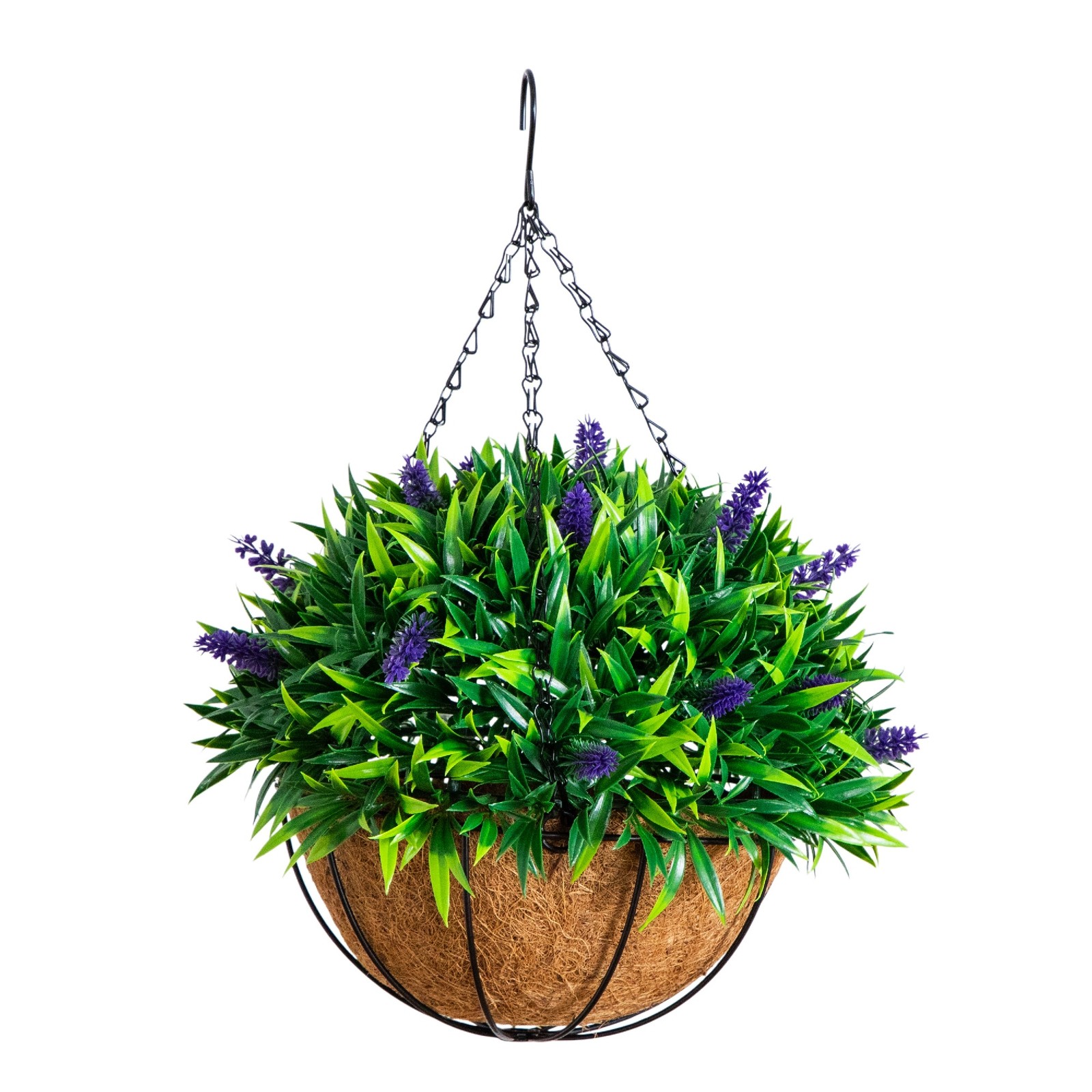 18-In UV Resistant Artificial Lavender Hanging Basket Indoor Outdoor Decor