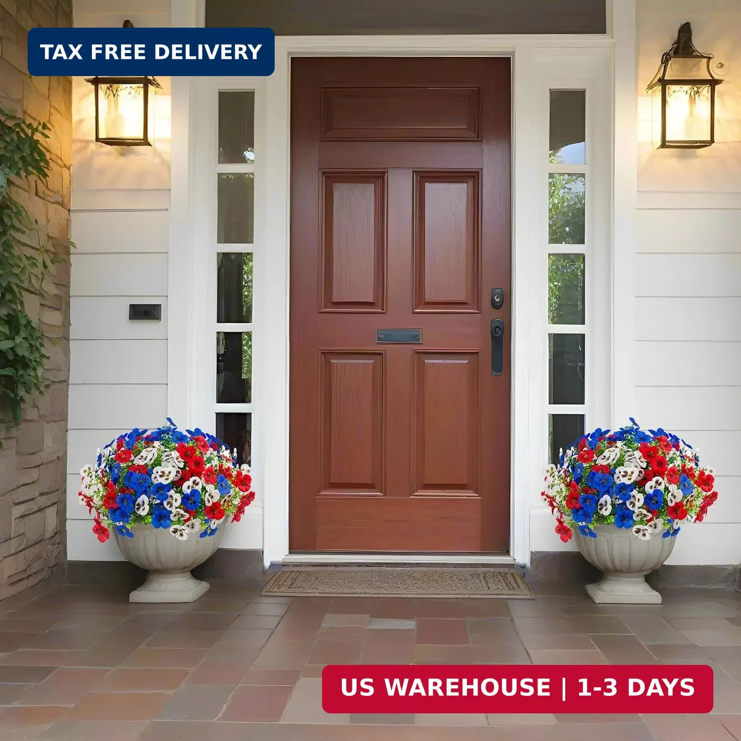 18 Pcs Artificial Fake Pansy Flowers for Outdoor, UV Resistant Faux Silk Pansies