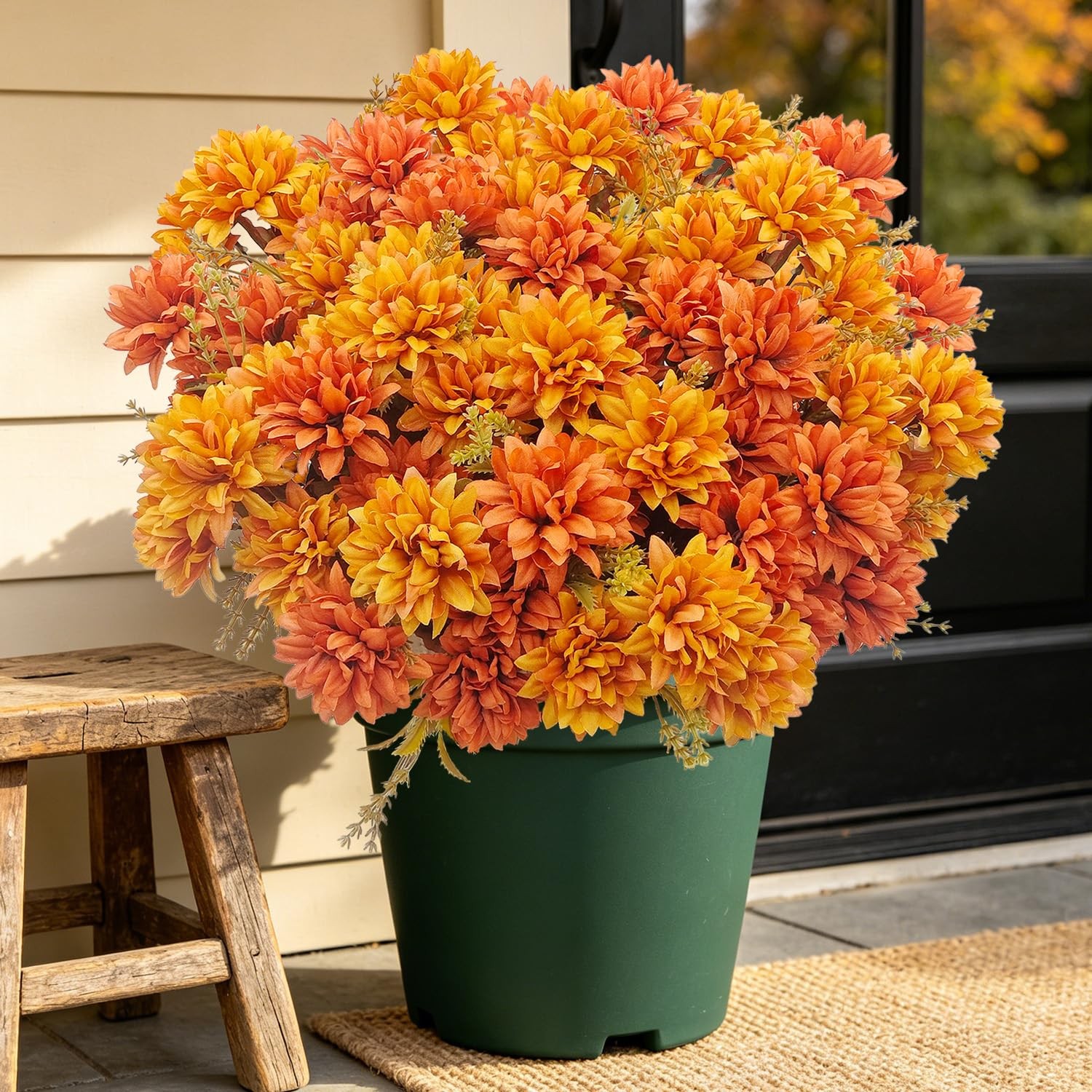 8 Bundles Fake Mums Artificial Fall Flowers Silk Chrysanthemums