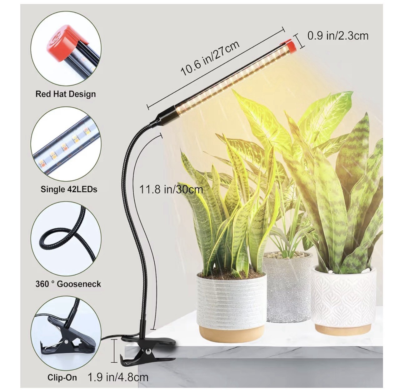 4Pack 2-in-1 Small Clip Grow Lights for Indoor Plants, Bonsai, Succulent, Cac…